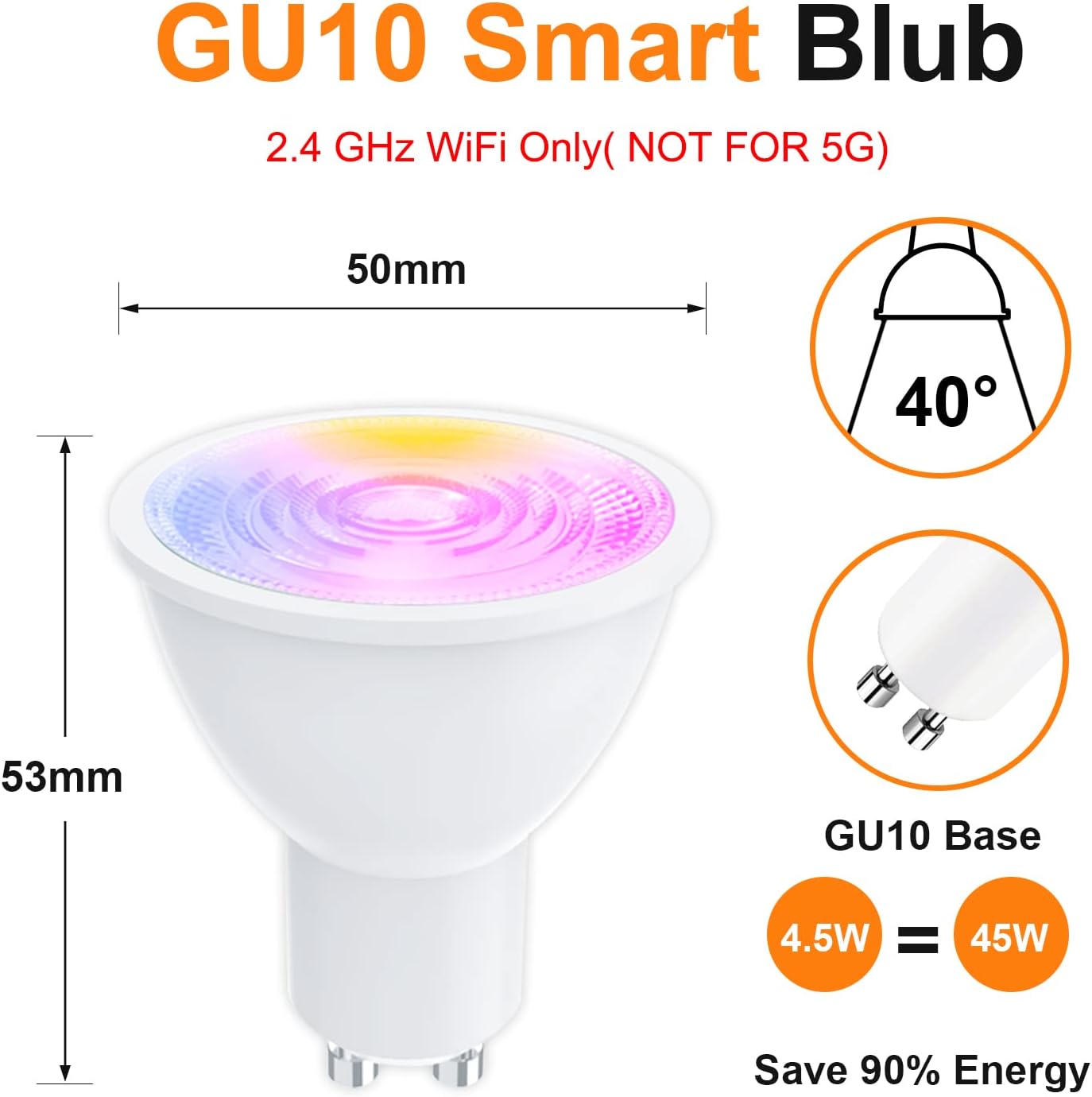 Antela Lampadina Alexa GU10 4,5W Multicolore, 8PCS - immagine 2