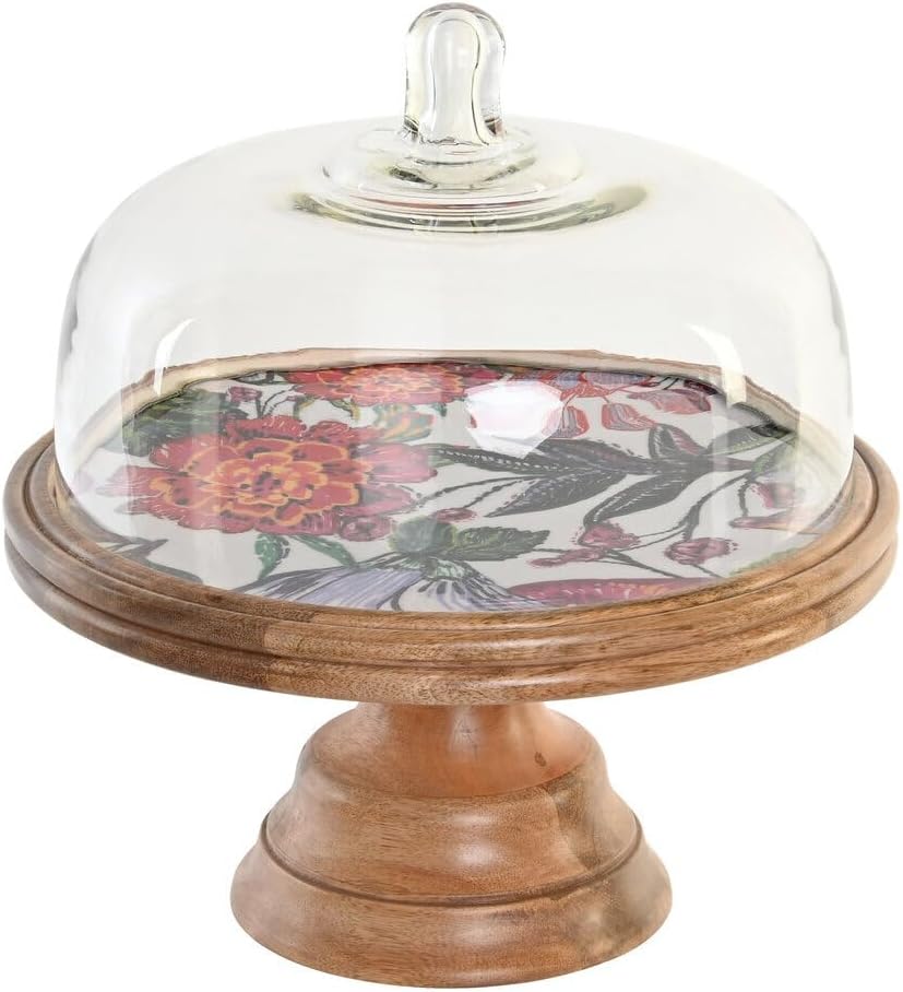 BANDEJA MANGO CRISTAL 30X30X33 FLORES ESMALTADO