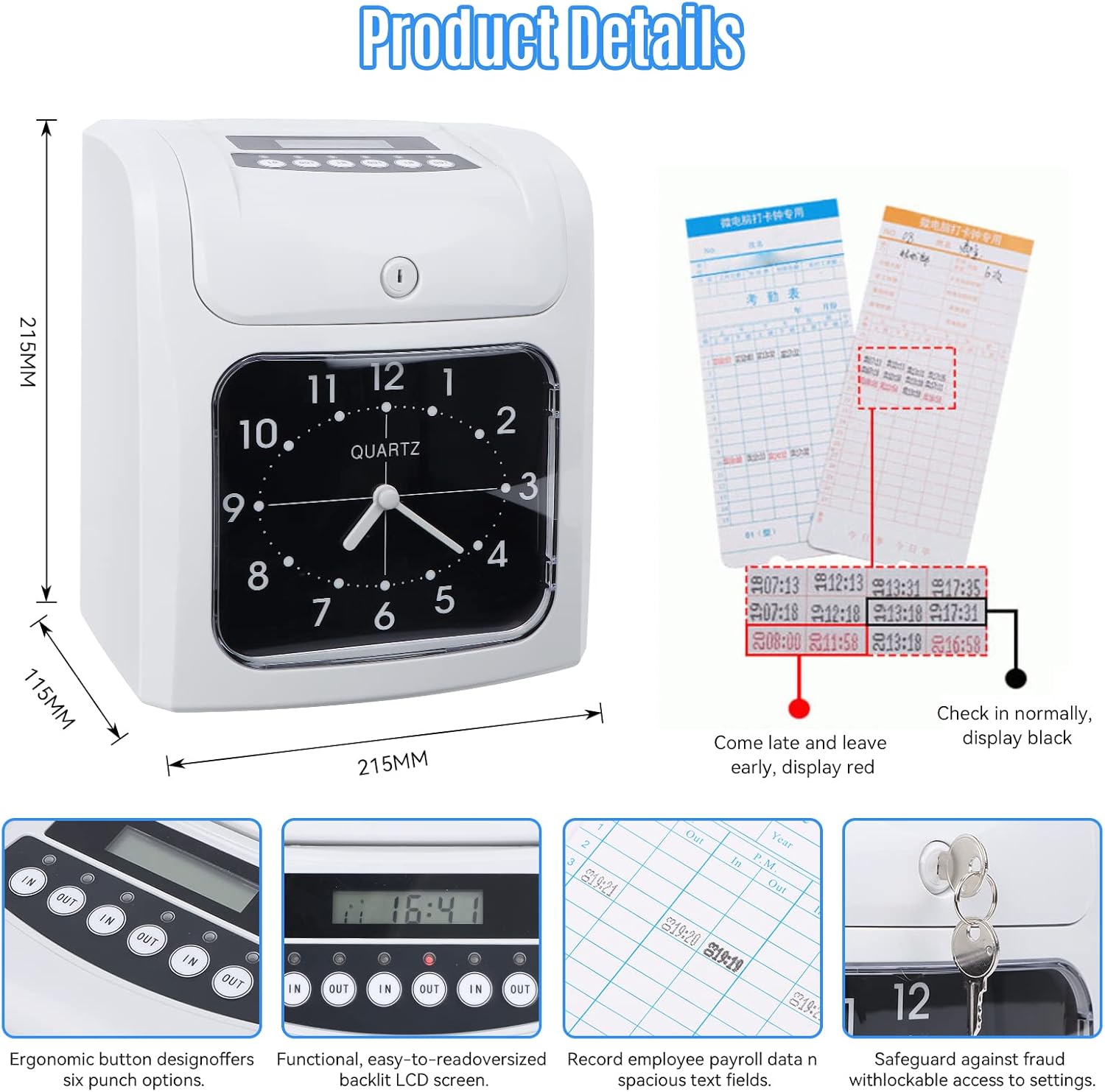 Timbracartellini Automatico con Orologio e 50 Schede - immagine 2
