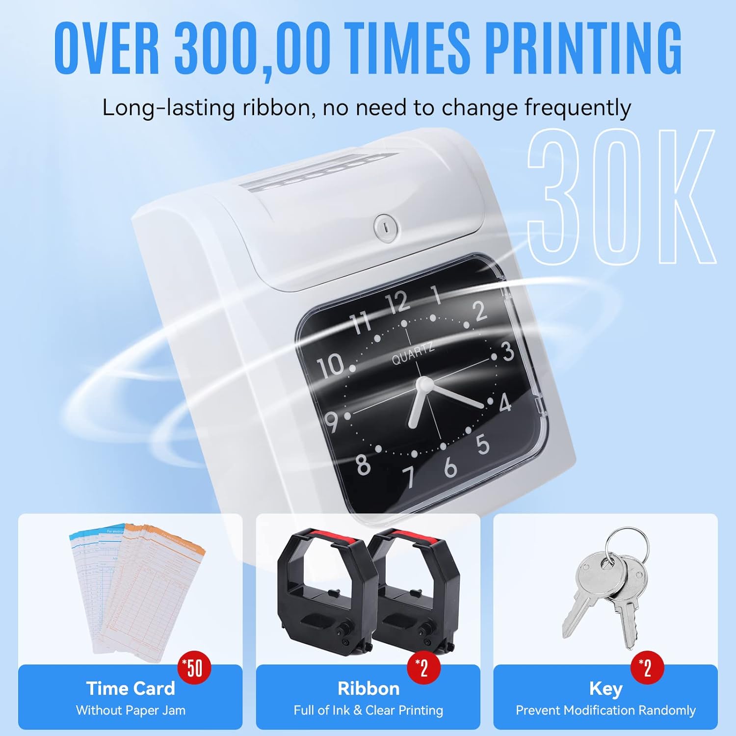 Timbracartellini Automatico con Orologio e 50 Schede - immagine 4