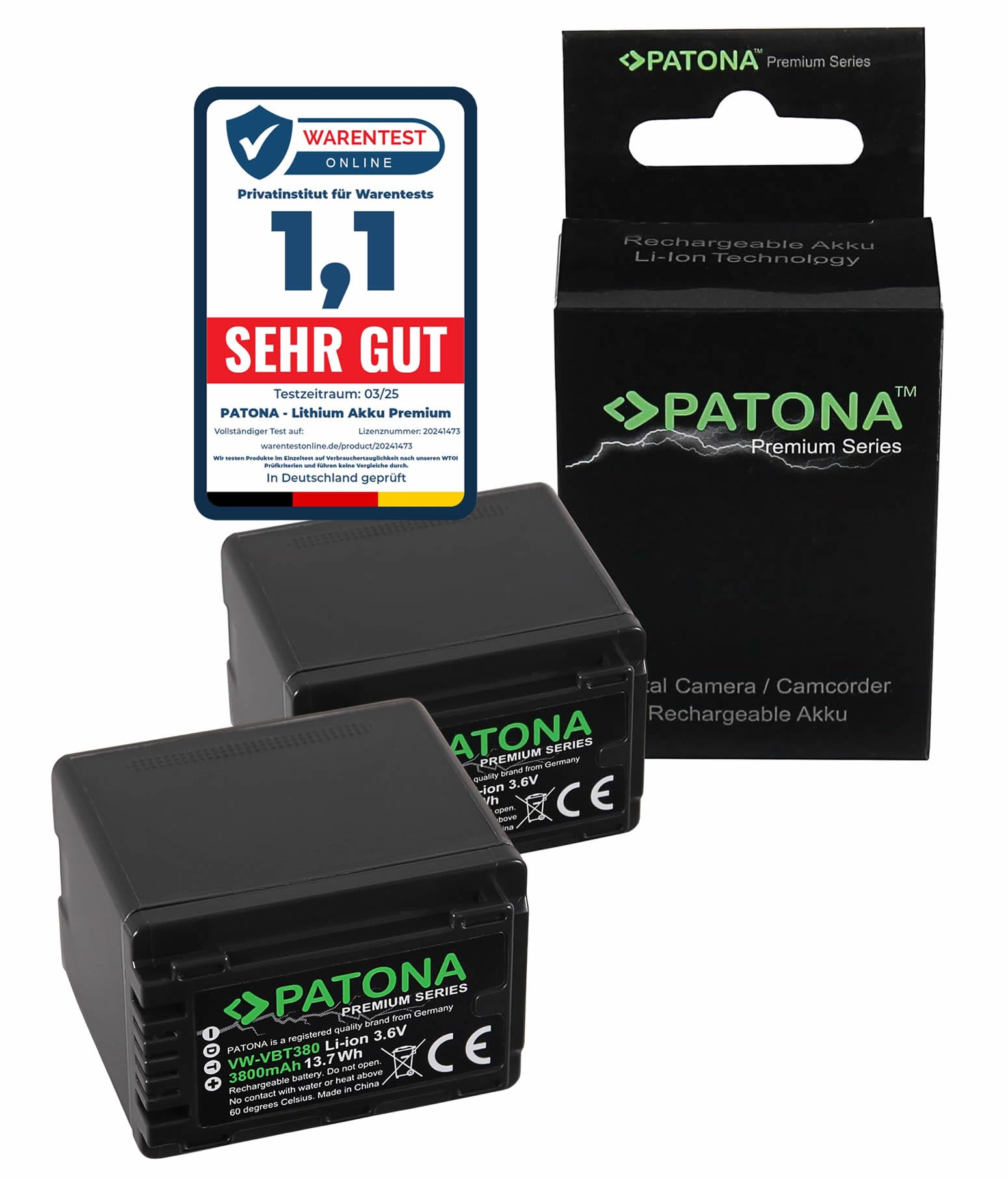 Patona 2 Batterie Premium VW-VBT380 3800 mAh