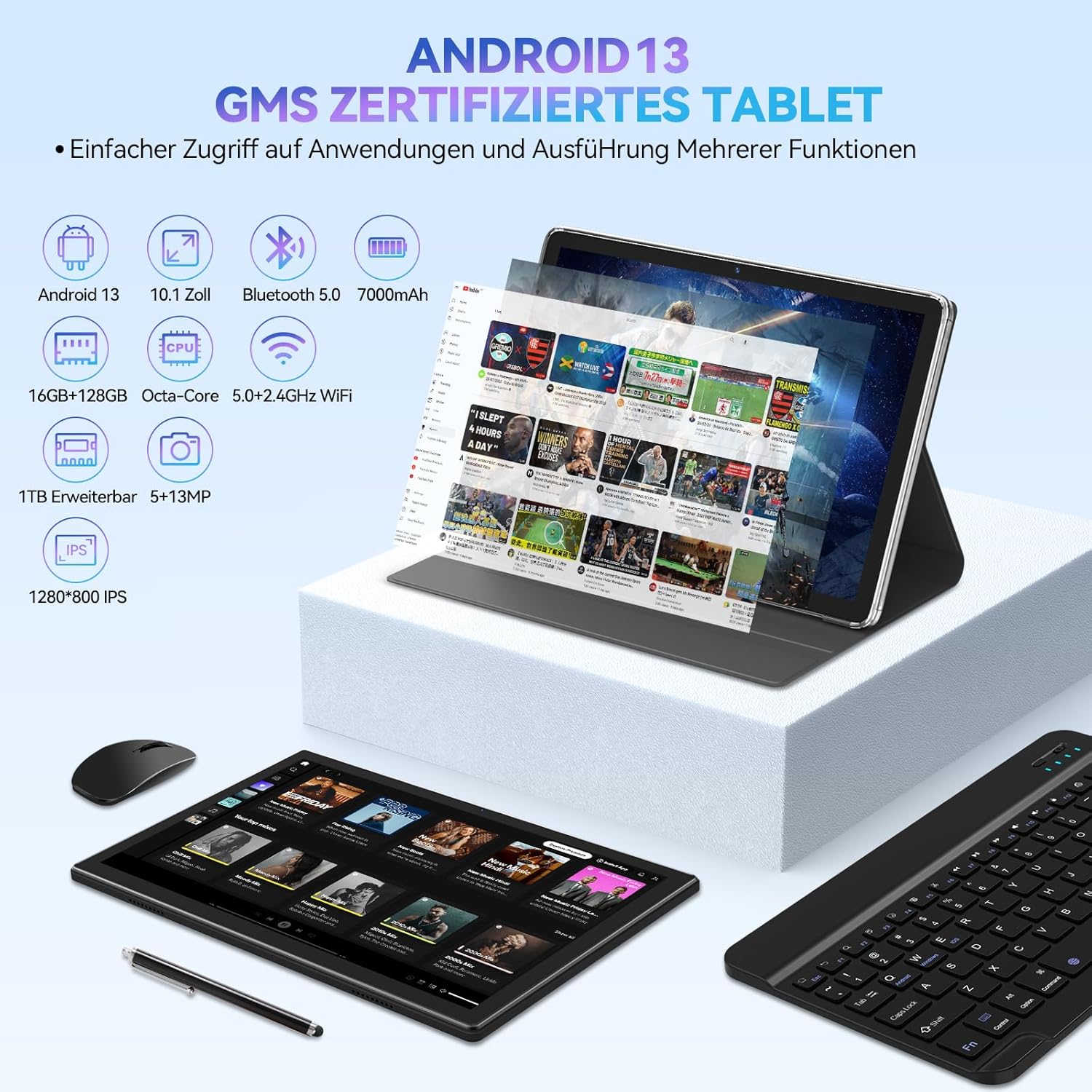 Antemper Tablet 10 Pollici Android 13 Octa-Core, Nero - immagine 3