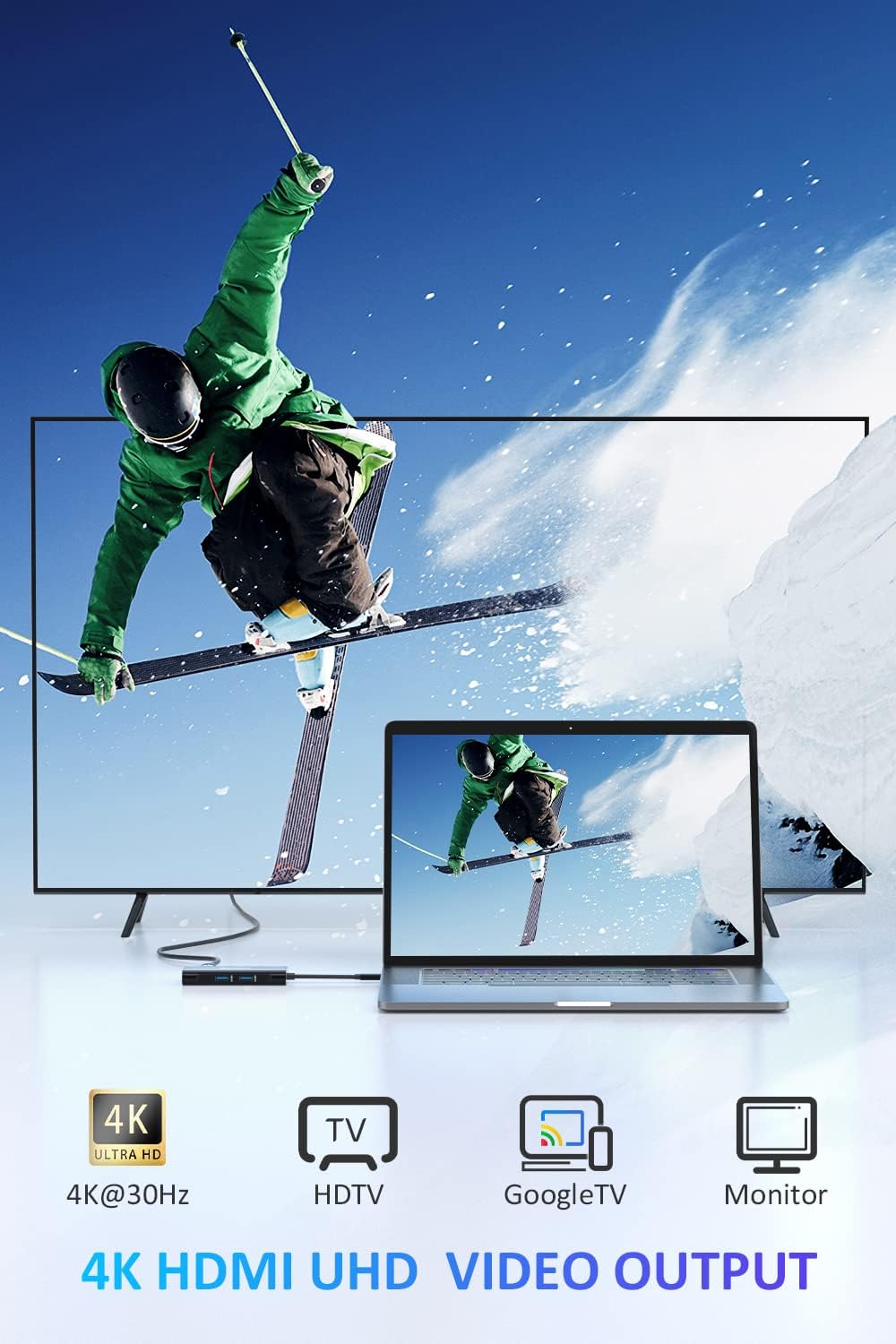 Utechsmart Hub USB-C 6 in 1 con HDMI e Ethernet 1000M - immagine 5