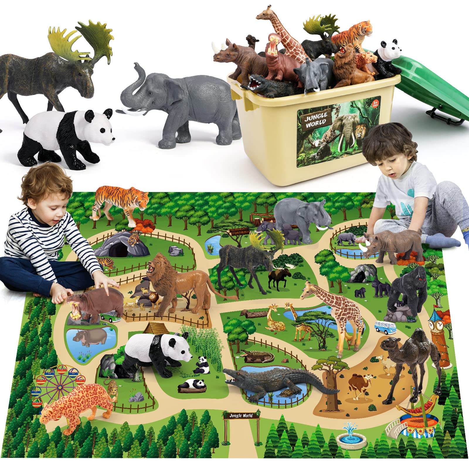 FRUSE Animali Giocattolo per Bambini con Tappeto 145x98cm