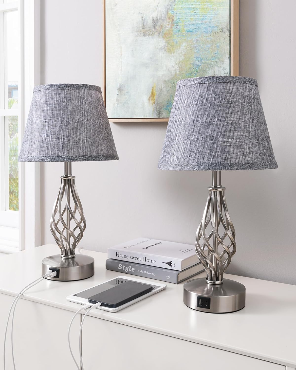 EDISHINE Lampade Comodino Touch Set 2 USB-A + USB-C - immagine 1