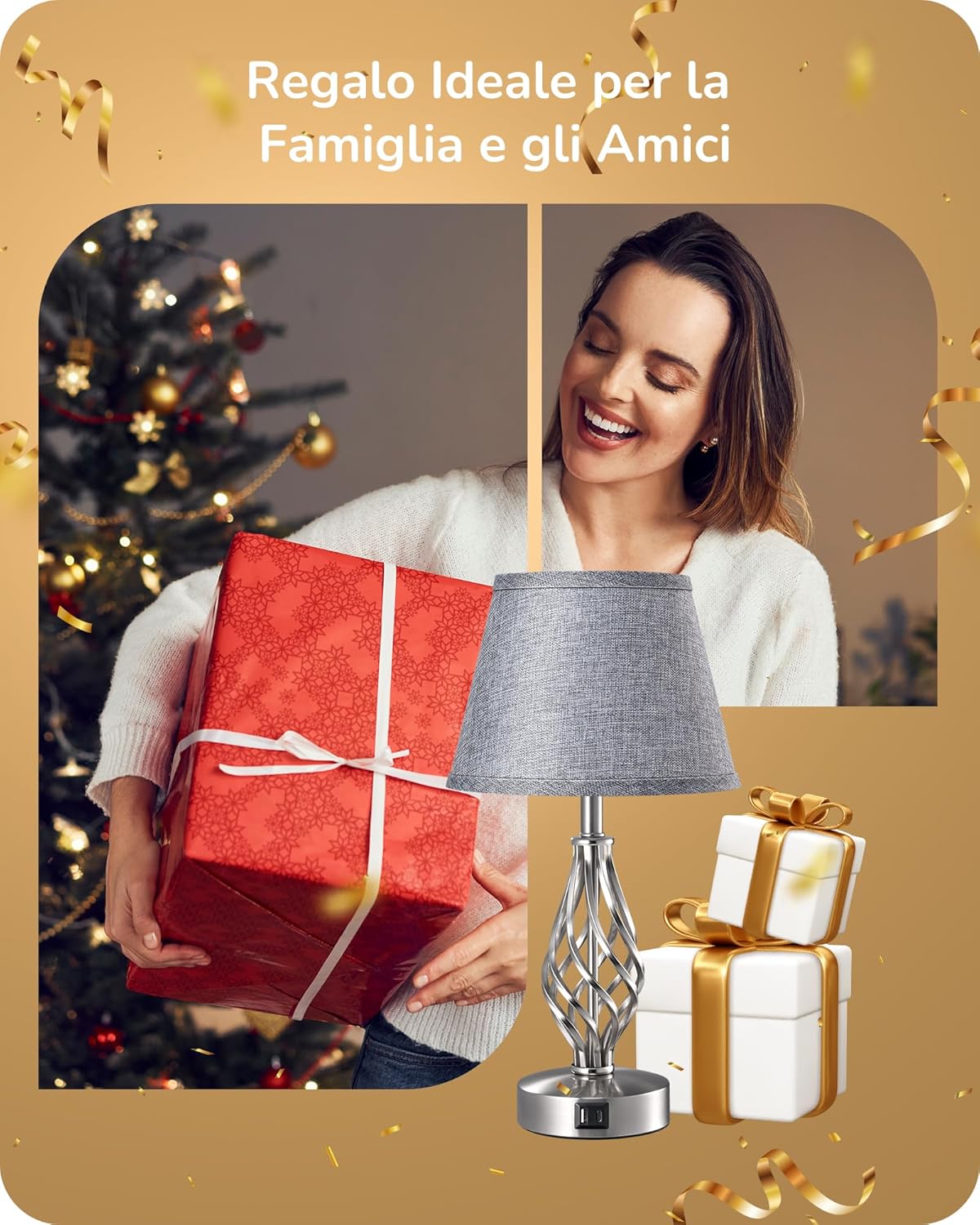 EDISHINE Lampade Comodino Touch Set 2 USB-A + USB-C - immagine 6