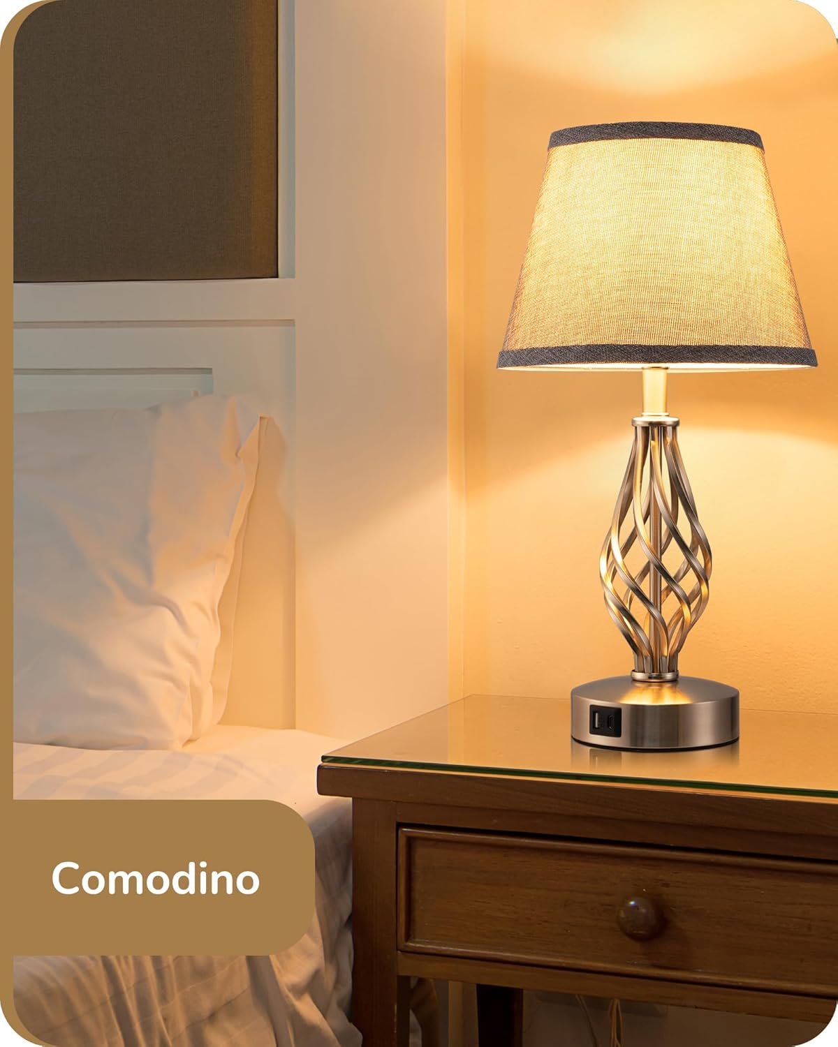 EDISHINE Lampade Comodino Touch Set 2 USB-A + USB-C - immagine 8