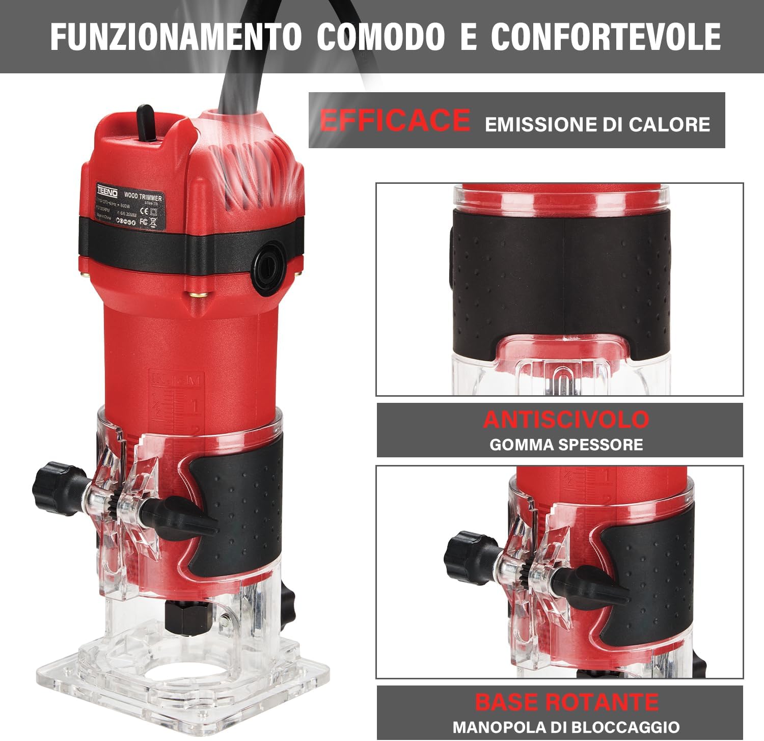 Teeno Rifilatore Fresatrice Verticale 800W 31000 RPM - immagine 3