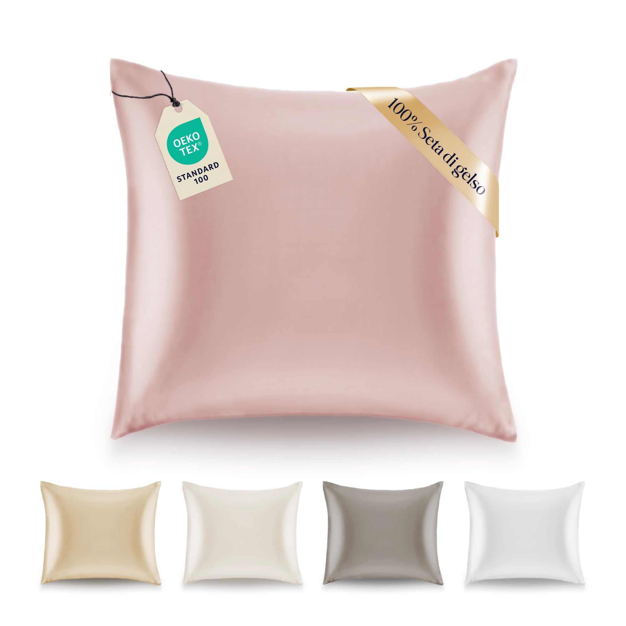 Dreamzie Federa Seta Cuscino 80x80cm Rosa Chiaro