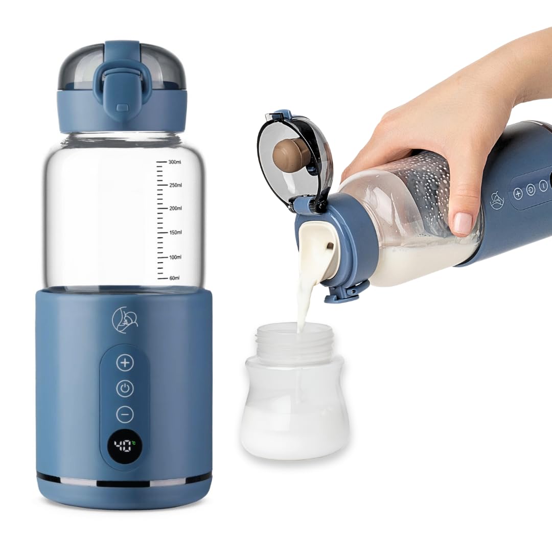 Scaldabiberon Portatile Senza Fili in Vetro, Blu