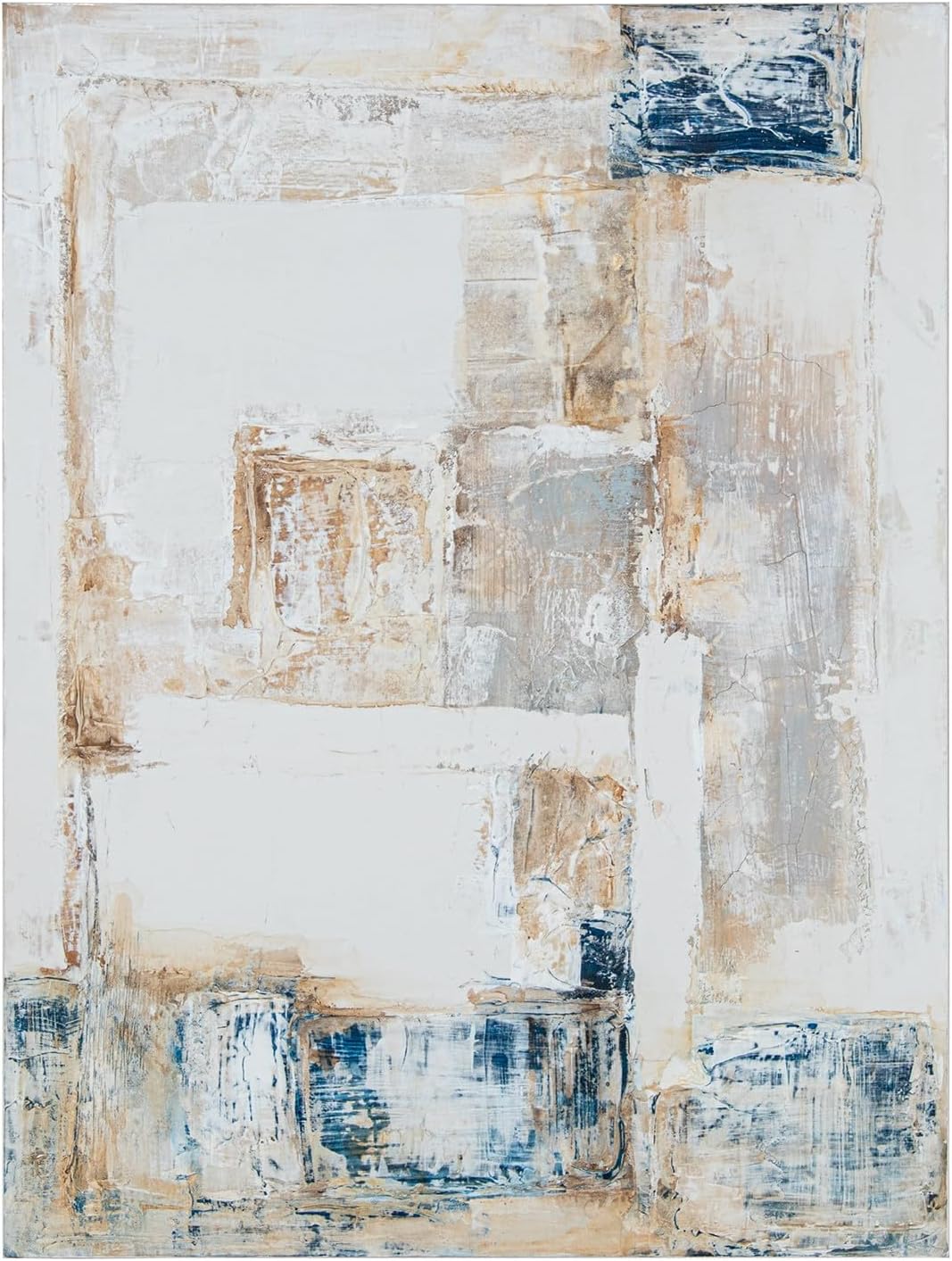 DRW Quadro tela astratta con cornice in legno in multicolore 90 x 4 x 120 cm