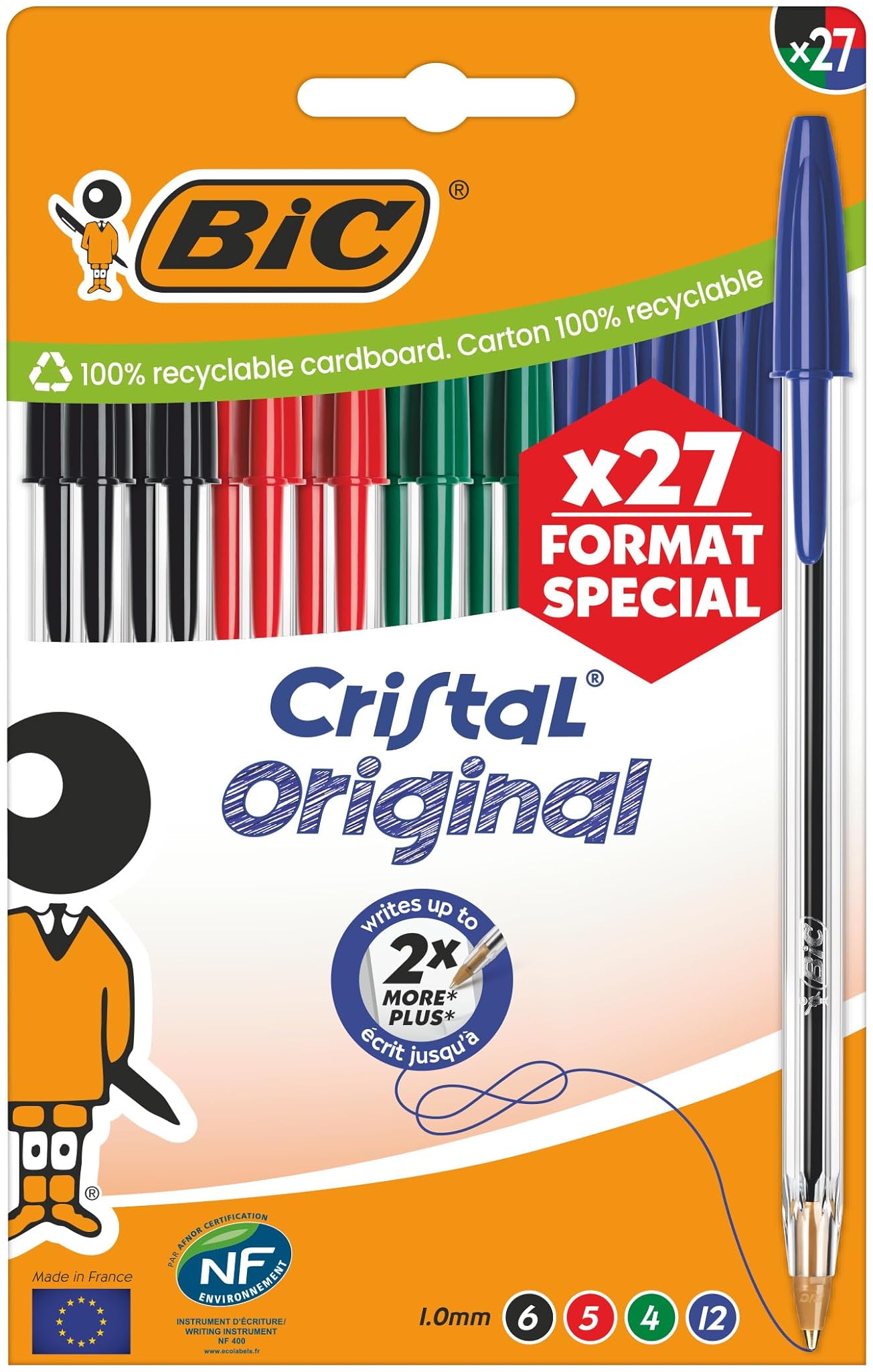 Bic Penne a Sfera Cristal Original Punta Media 1,00mm