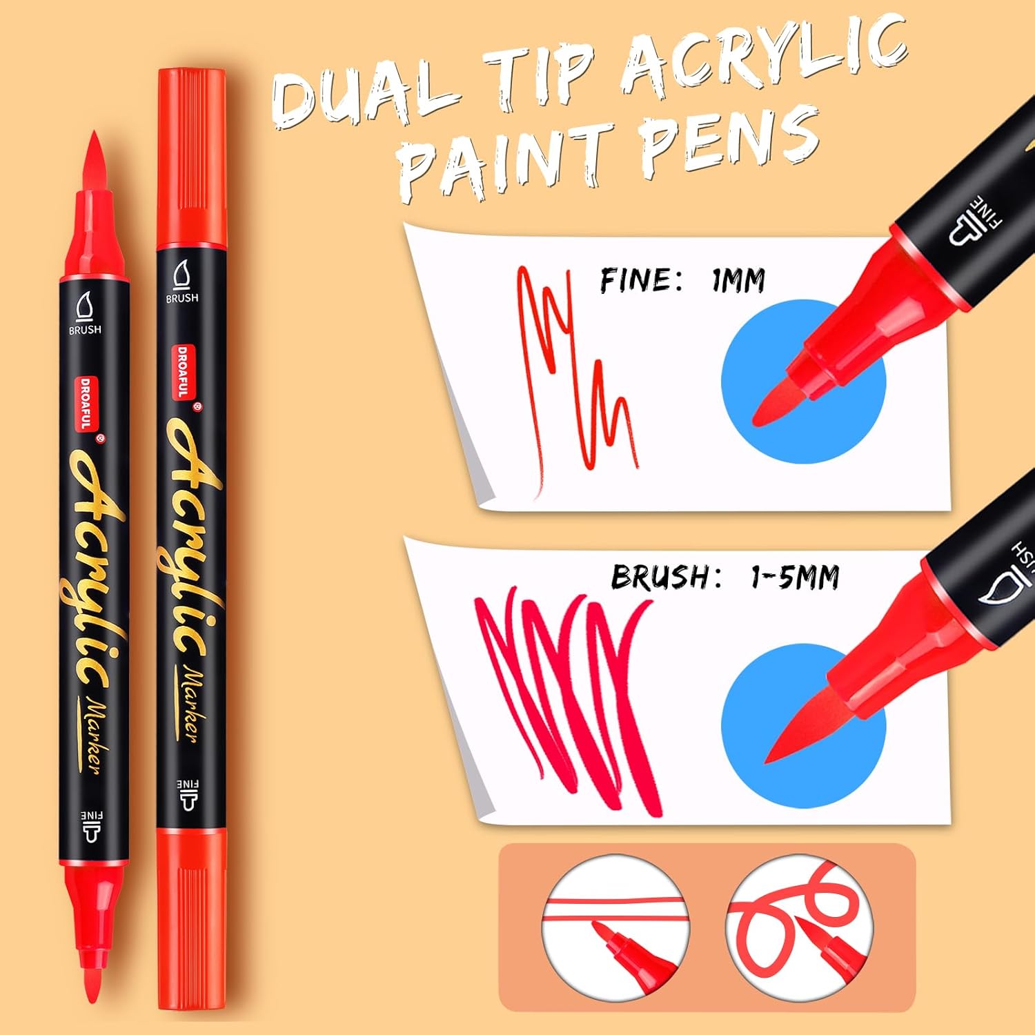 Pennarelli Acrilici Doppia Punta - 20 Colori - immagine 2