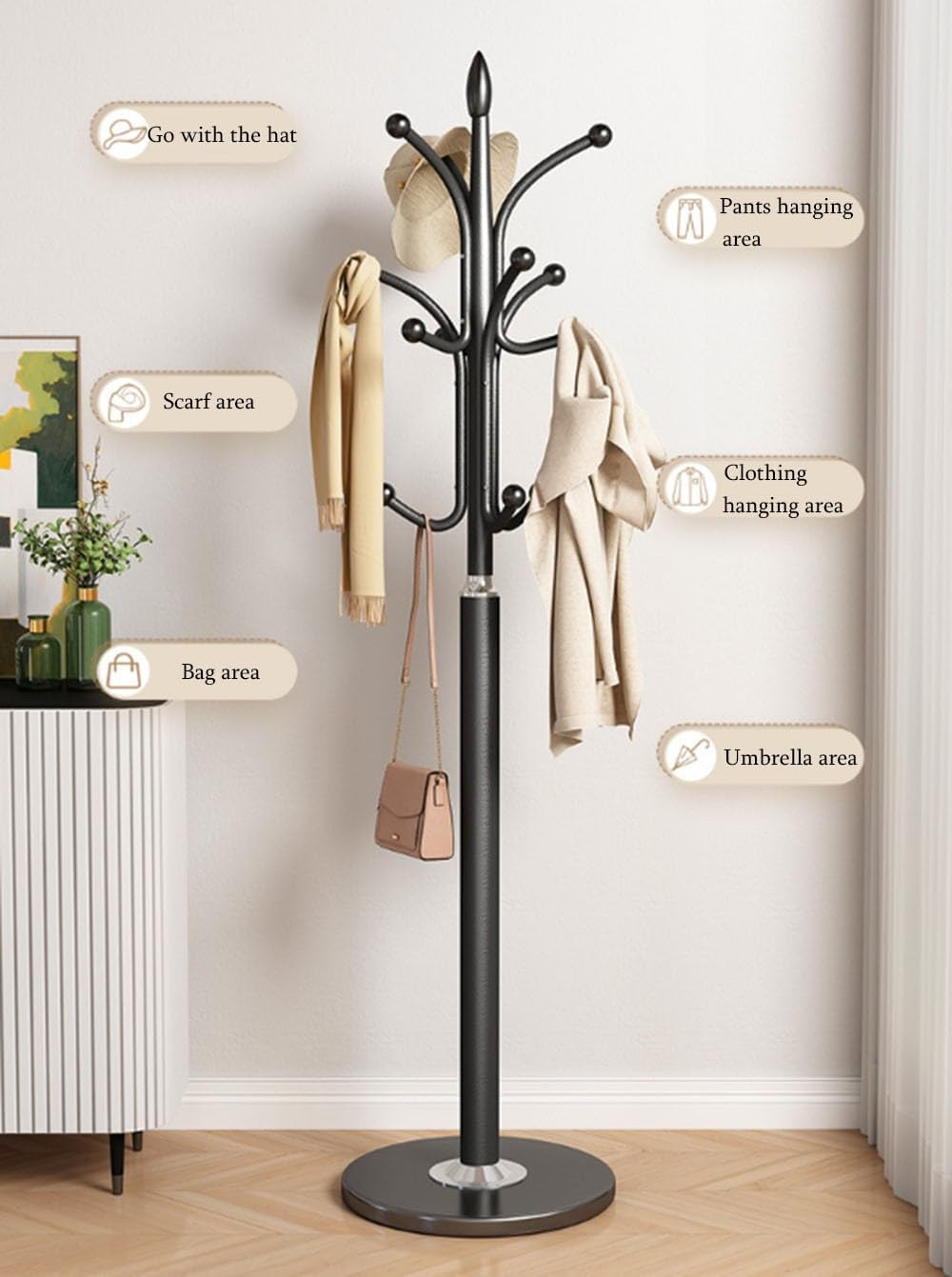 Attaccapanni da Terra in Metallo con Base in Marmo - immagine 4