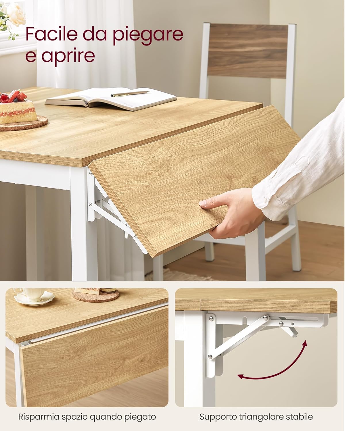 Vasagle Tavolo da Pranzo Estensibile Pieghevole - immagine 6