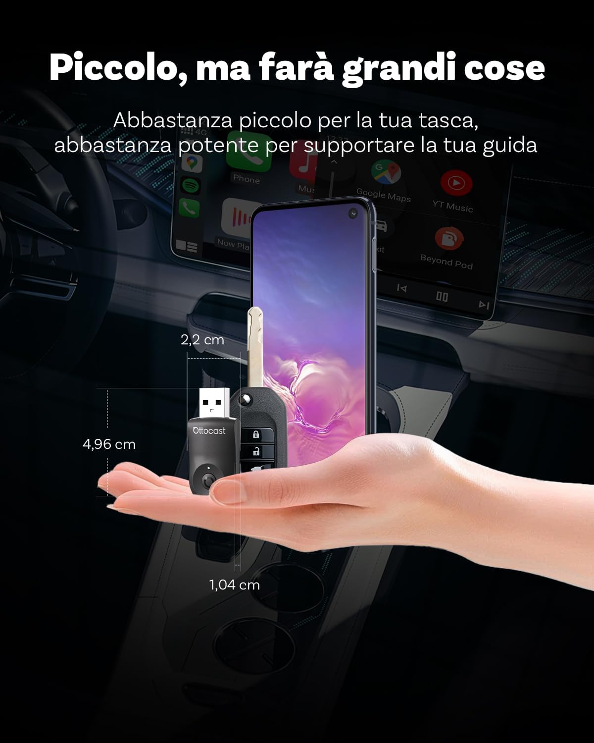 Ottocast MINI Adattatore Wireless CarPlay e Android Auto - immagine 5