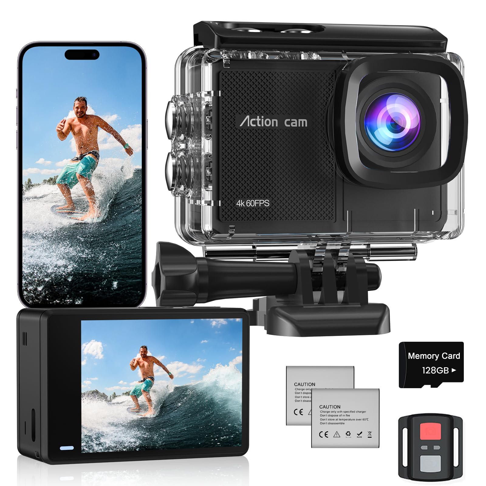 Camlance Action Cam 4K60FPS con Scheda 128GB