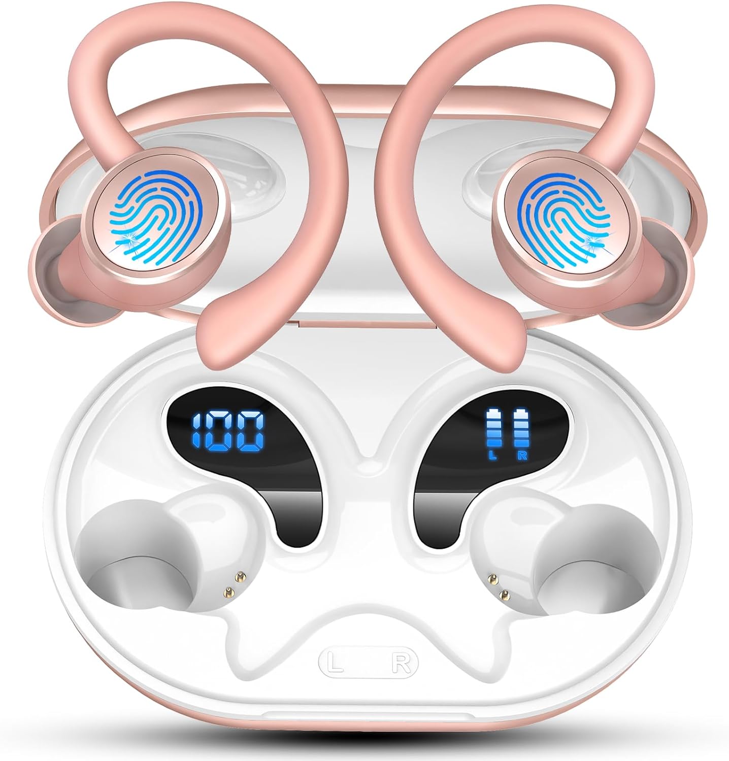 Cuffie Bluetooth 5.4 Sport con 3D Bass Hifi, Oro Rosa - immagine 1