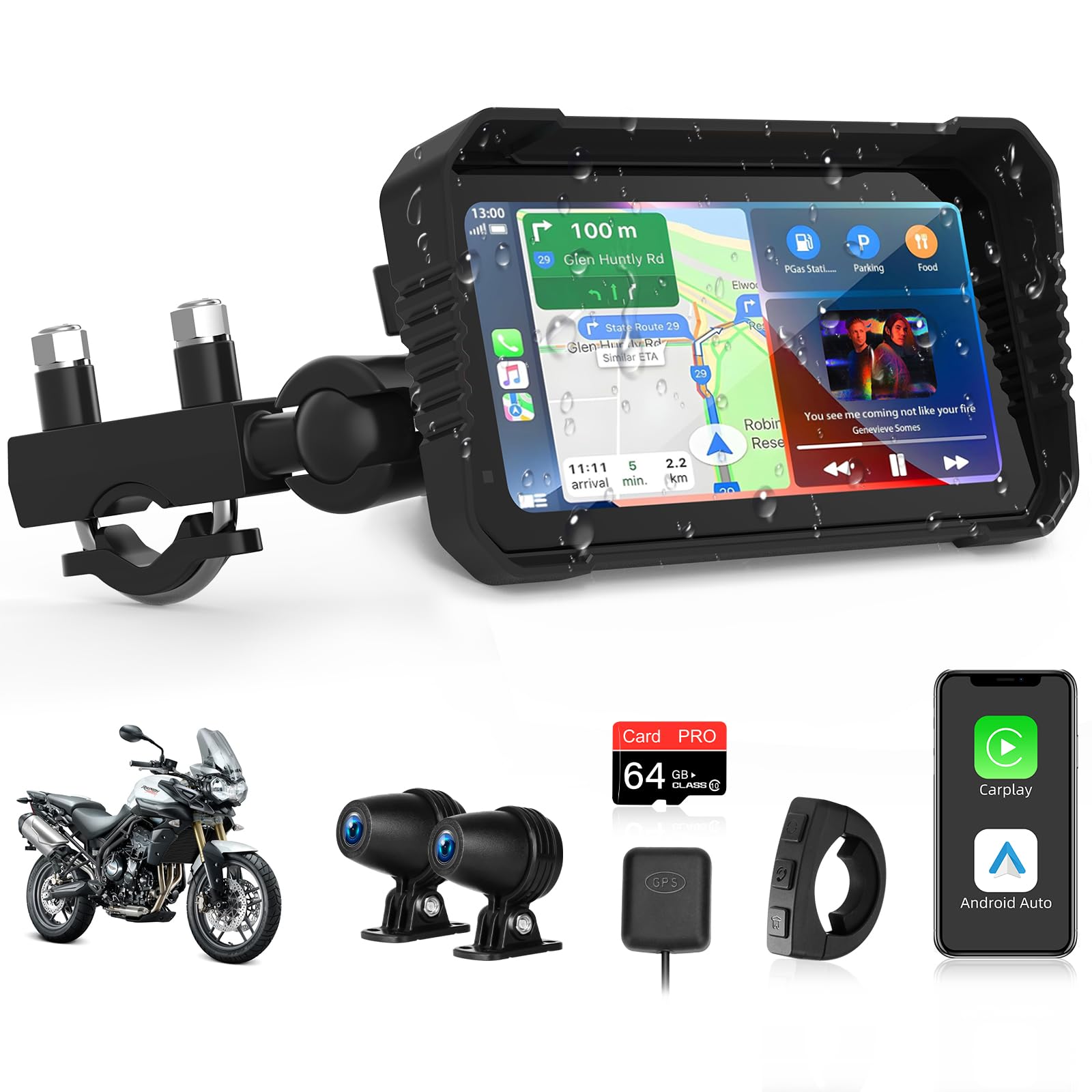 Navigatore Moto 4K CarPlay Android Auto 6.25" con Dashcam