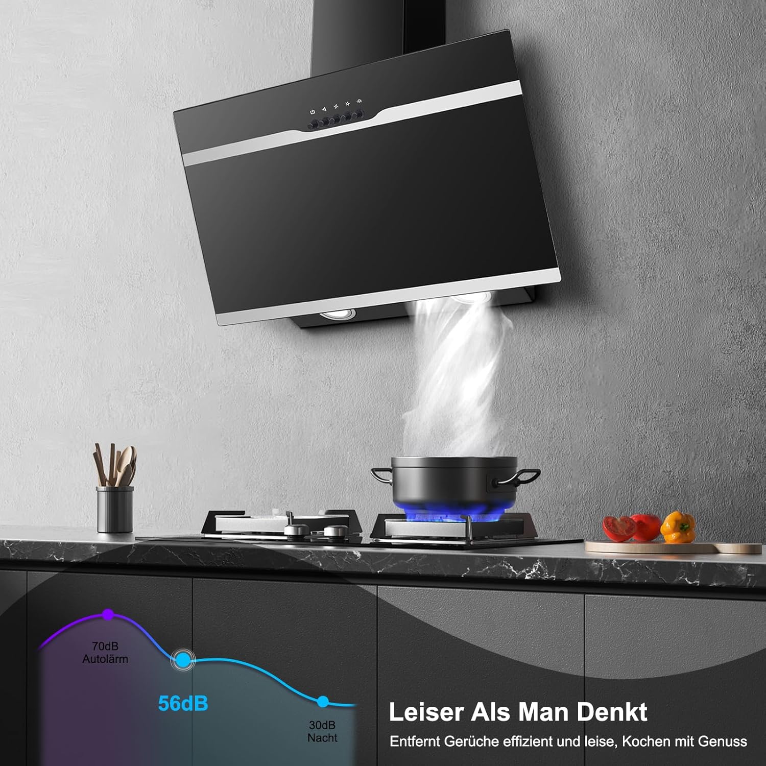 Sndoas Cappa Aspirante Inclinata 350 m³/h, Nera - immagine 4