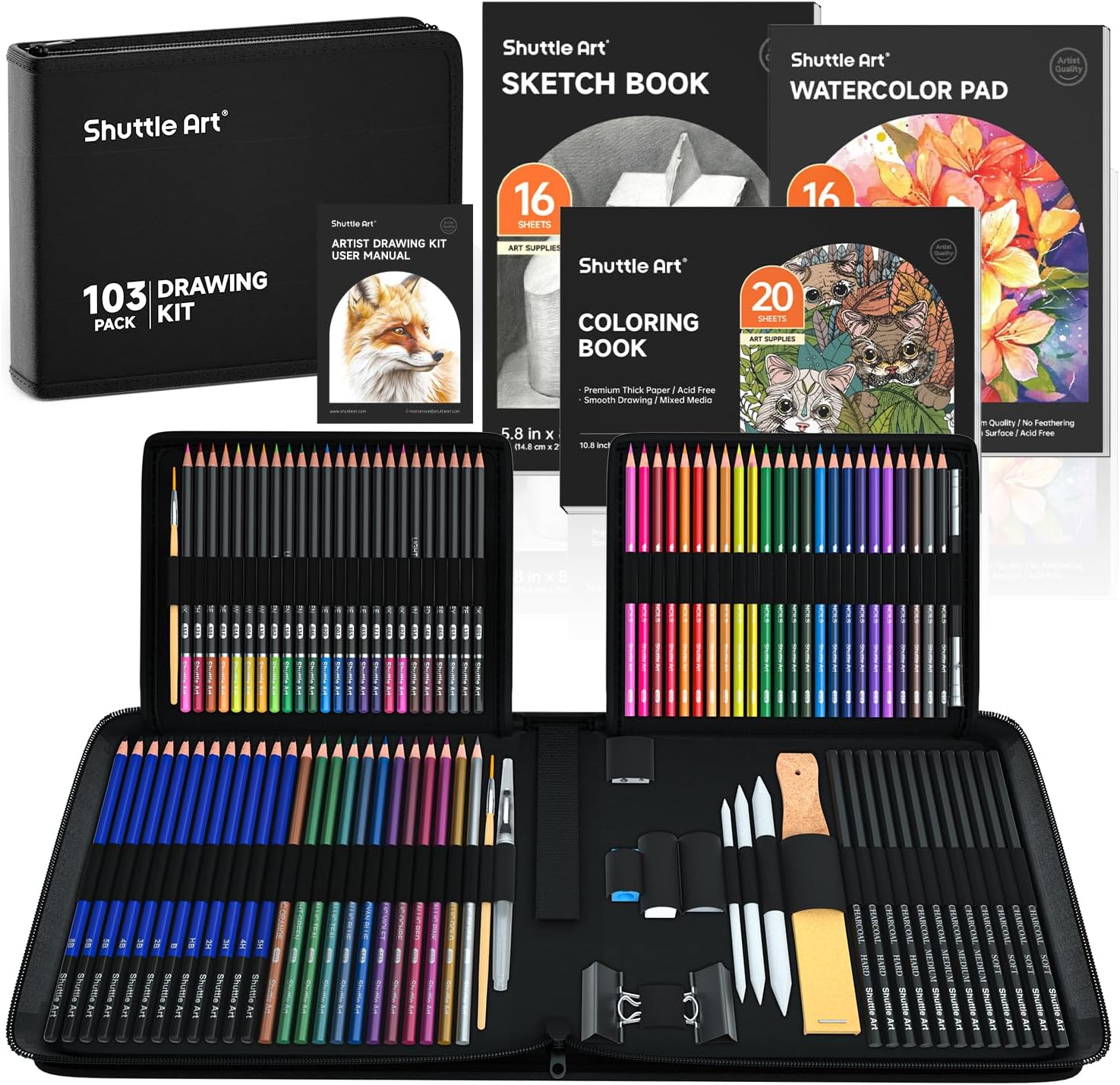 Shuttle Art Kit Matite da Disegno Professionale 103 Pezzi - immagine 1