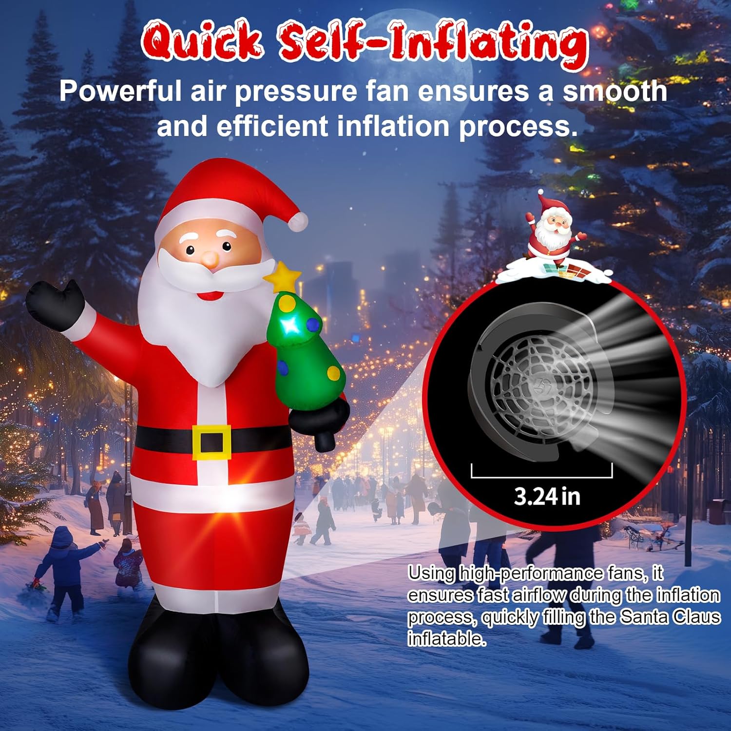 Wothfav Babbo Natale Gonfiabile 244cm con Luci LED - immagine 5