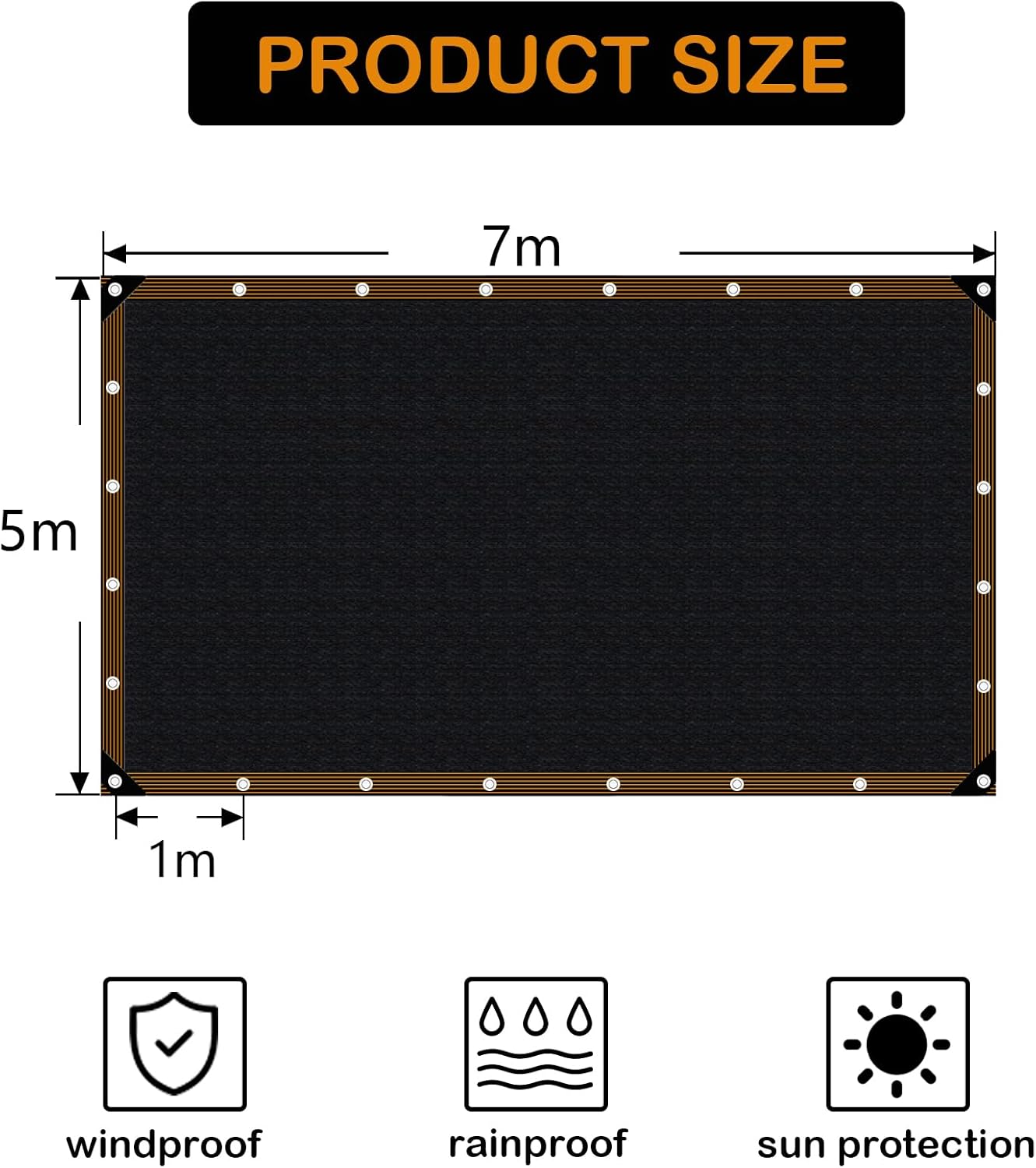 Rete Ombreggiante Esterno con Occhielli 5 x 7 m - immagine 6