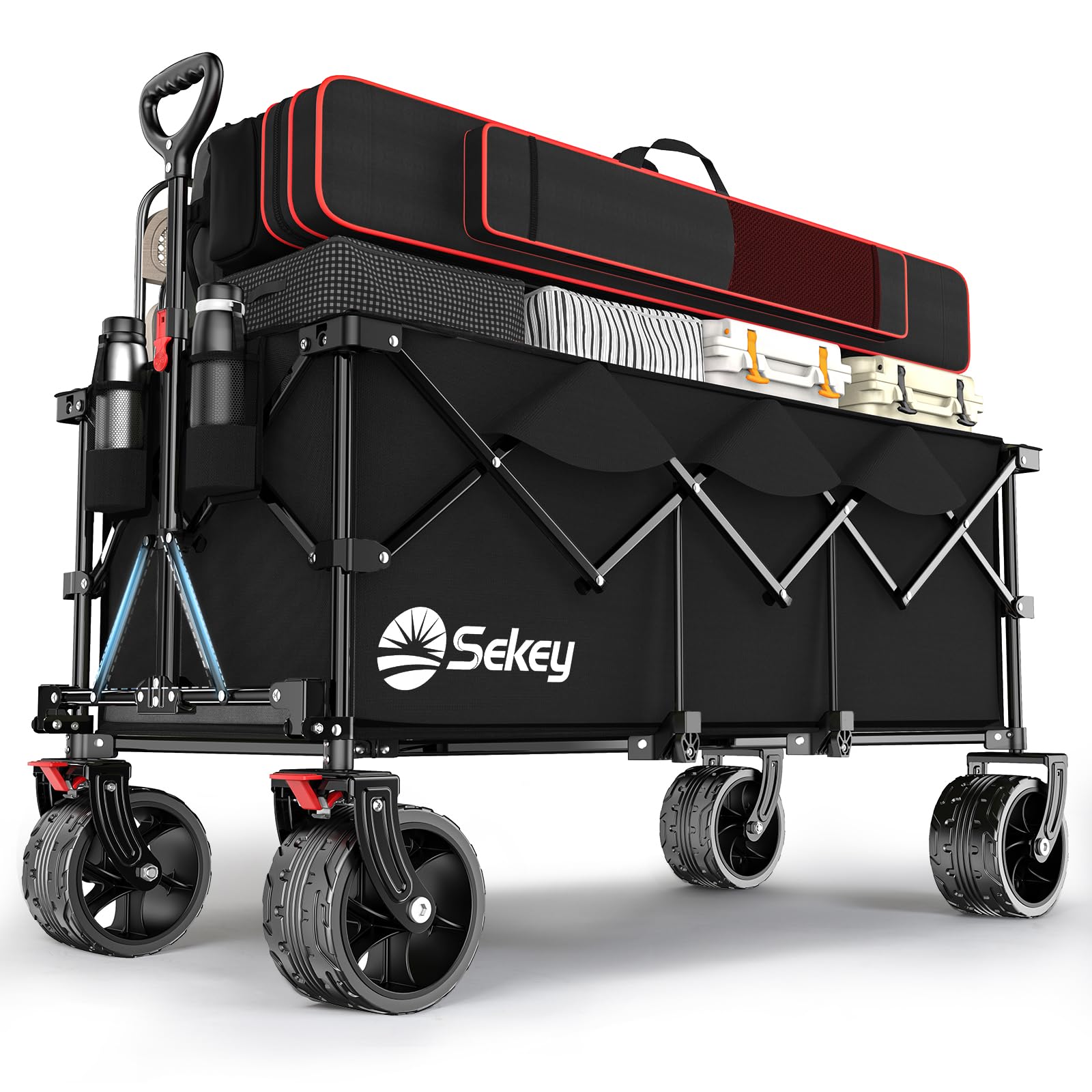 Sekey XXXL Carrello Spiaggia Pieghevole 300L 200KG, Nero