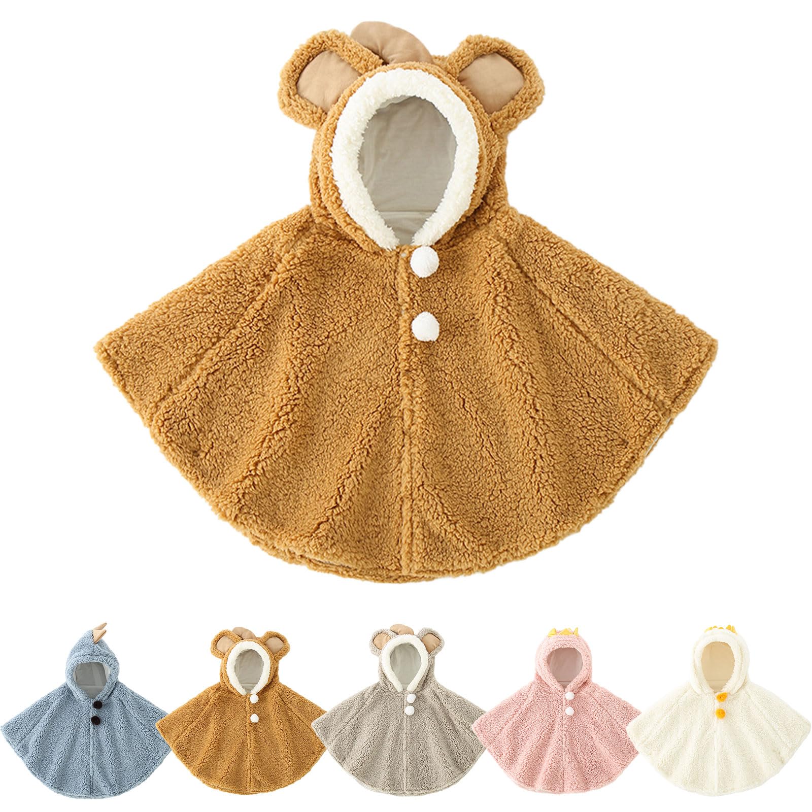 Poncho Bebe Mantello con Cappuccio Caldo Carino Antivento Inverno Autunno Capispalla Caldo Scialle per Bambini 0-3 Anni Cappotto Morbido e Caldo per Passeggino Auto Uscita