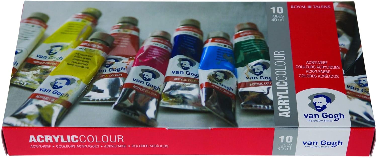 Van Gogh acrylverf kist 10 tubes 40ml met accessoires - immagine 1