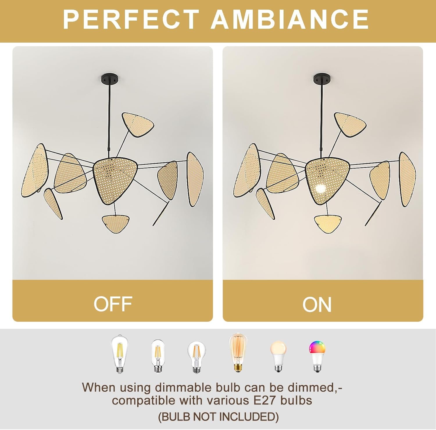 Lampadario Boho Vintage E27 80cm, Tessuto a Mano - immagine 4