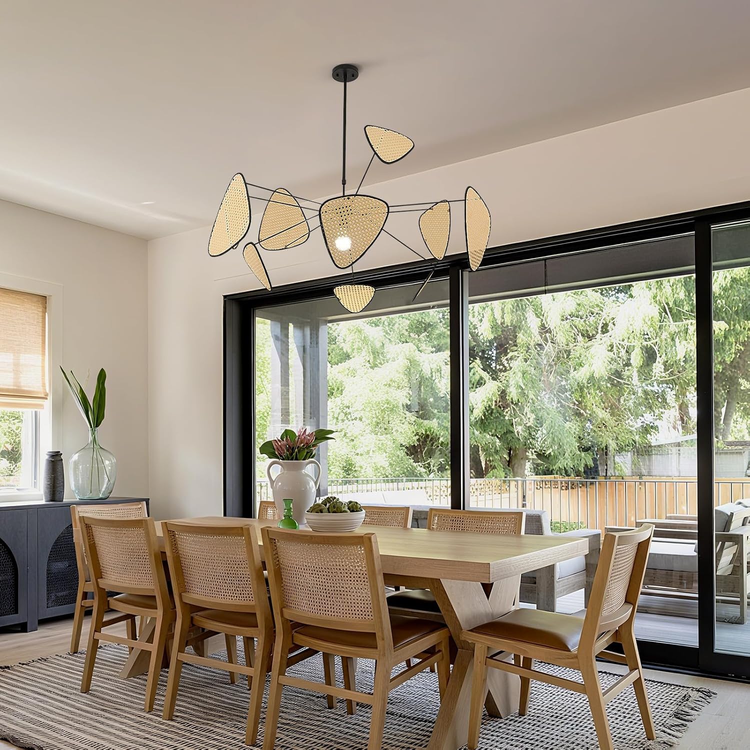 Lampadario Boho Vintage E27 80cm, Tessuto a Mano - immagine 6