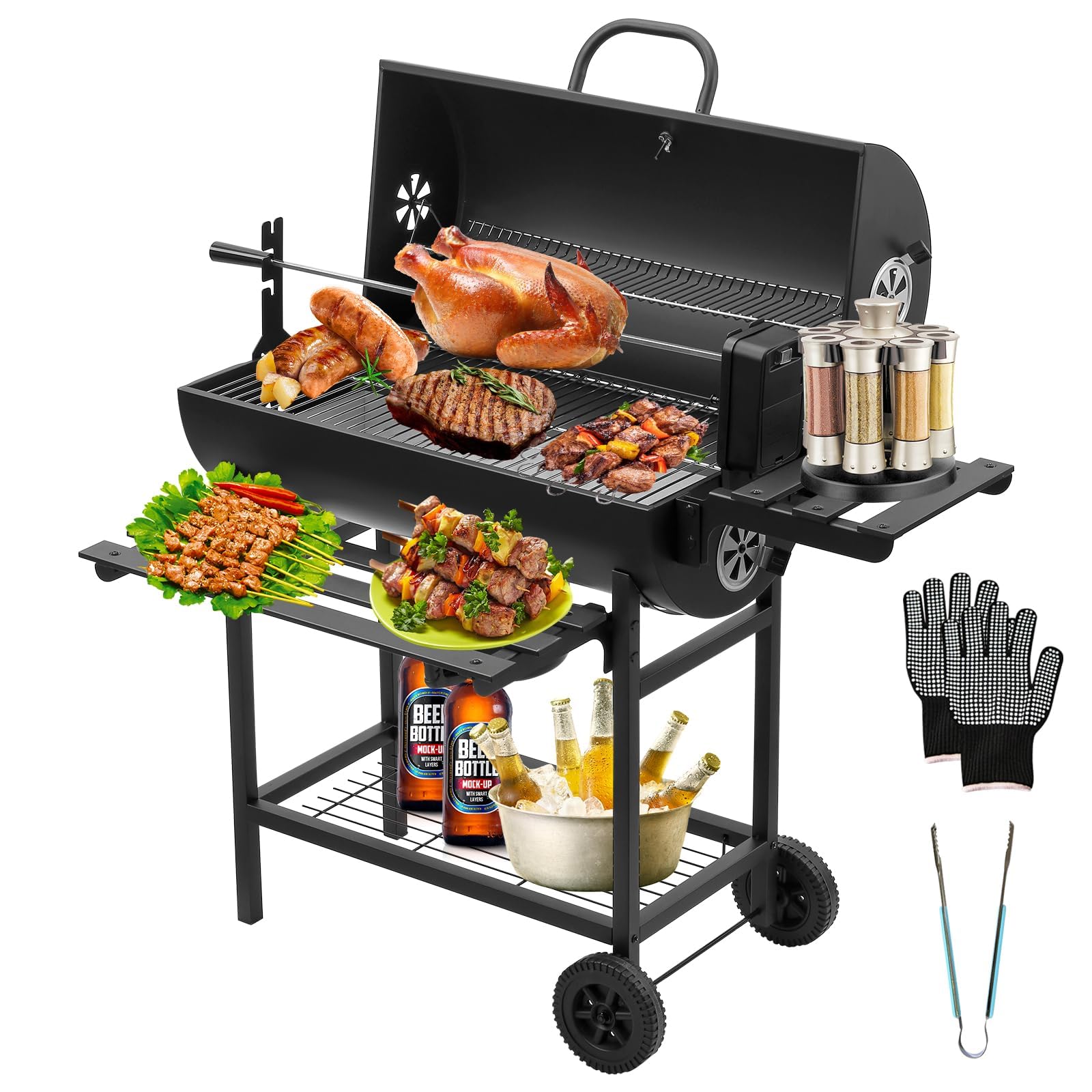 Teeno Barbecue a Carbone XXL con Griglia e Termometro