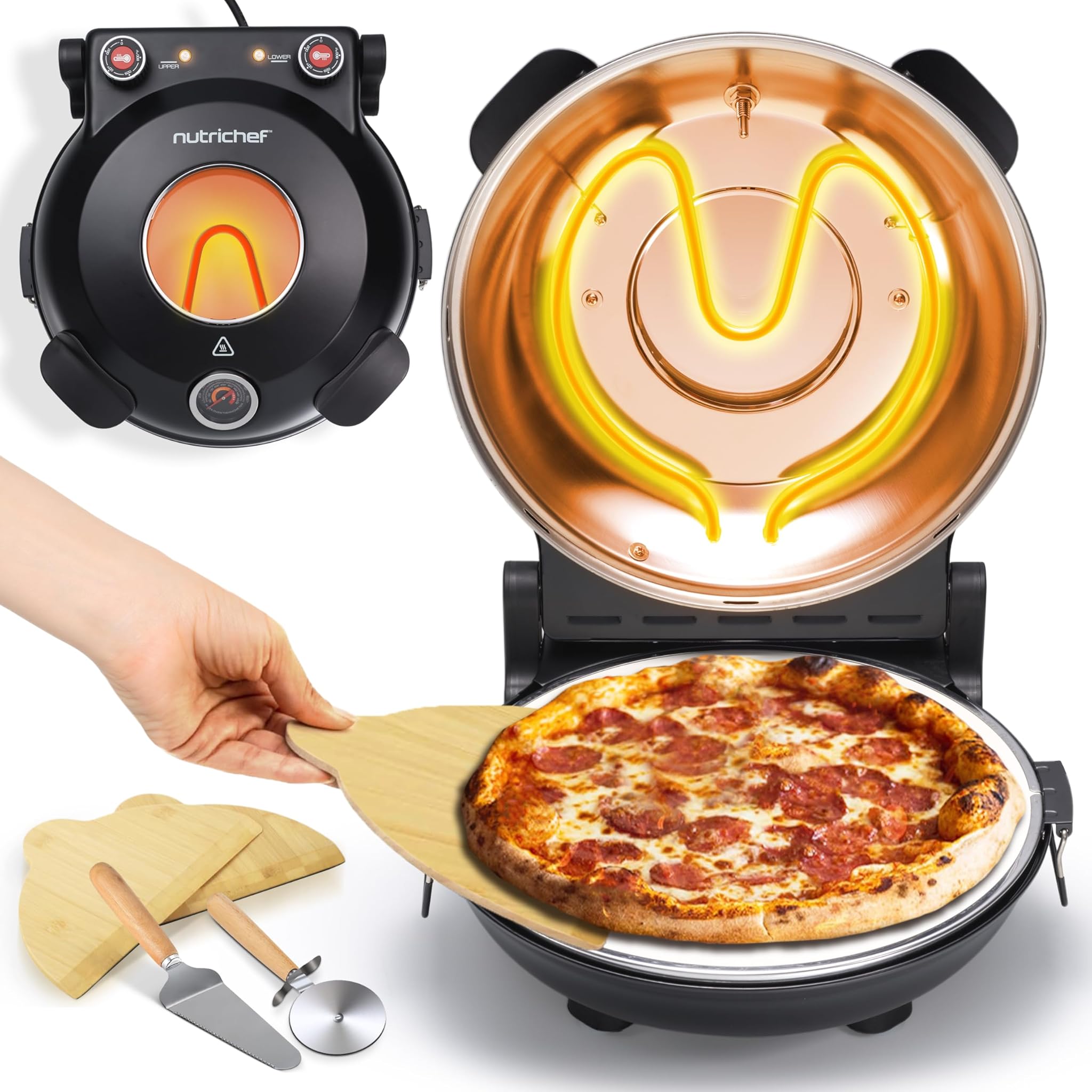 Nutrichef Forno Pizza Elettrico 30cm con Termometro