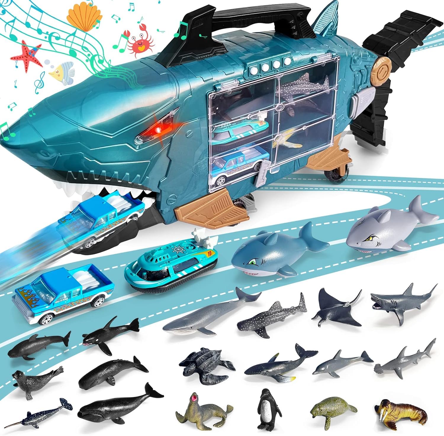 Shark Truck Toys Squalo Giocattolo con LED e Musica