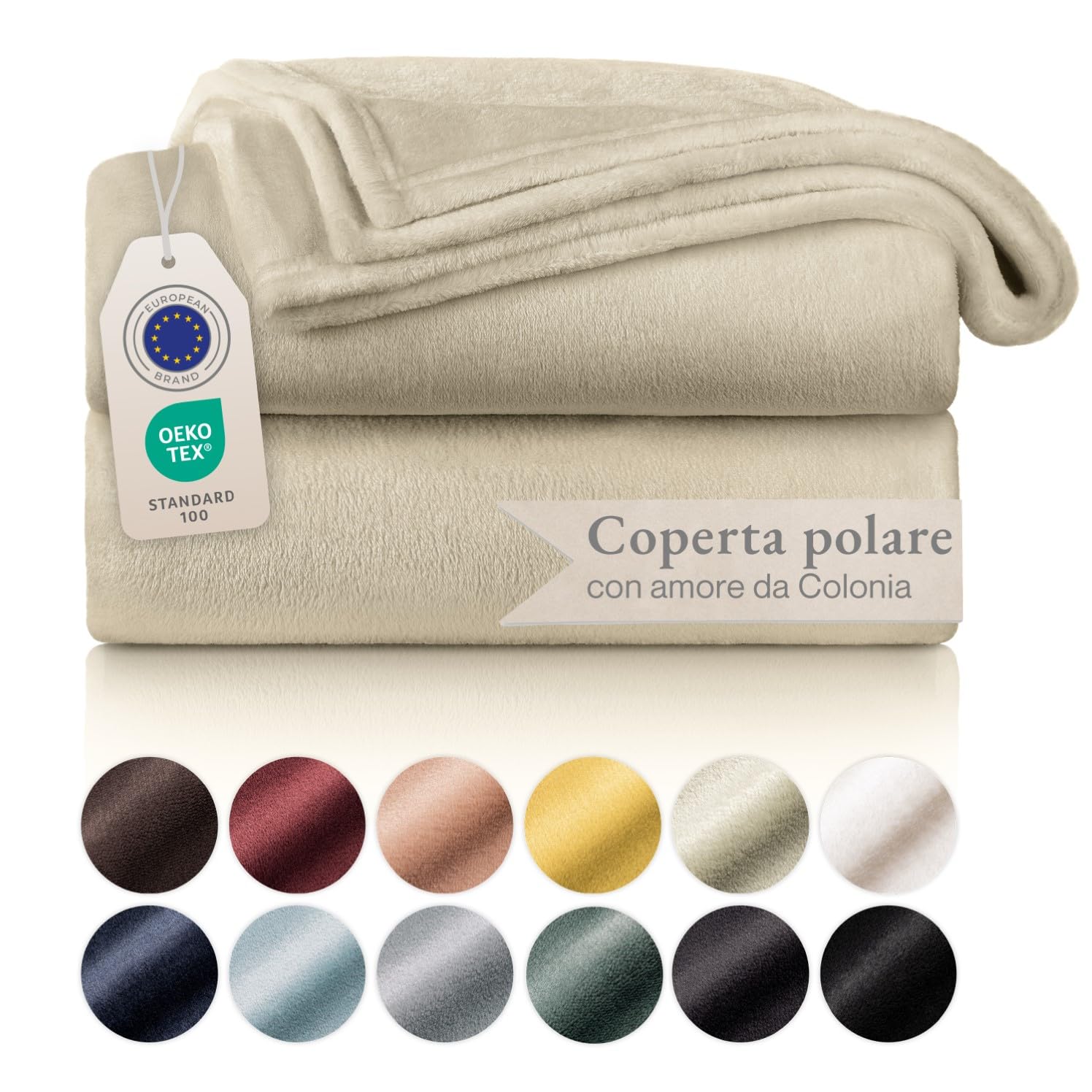 Coperta Pile 270x230cm Super Morbida Color Sabbia