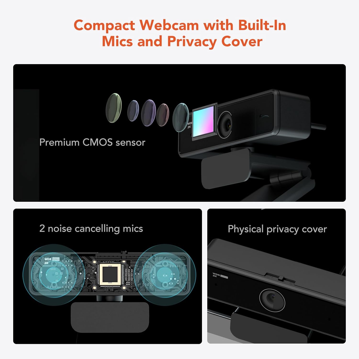 Nuroum V11 Webcam PC con Microfono 2K Full HD 1080P/60fps - immagine 2