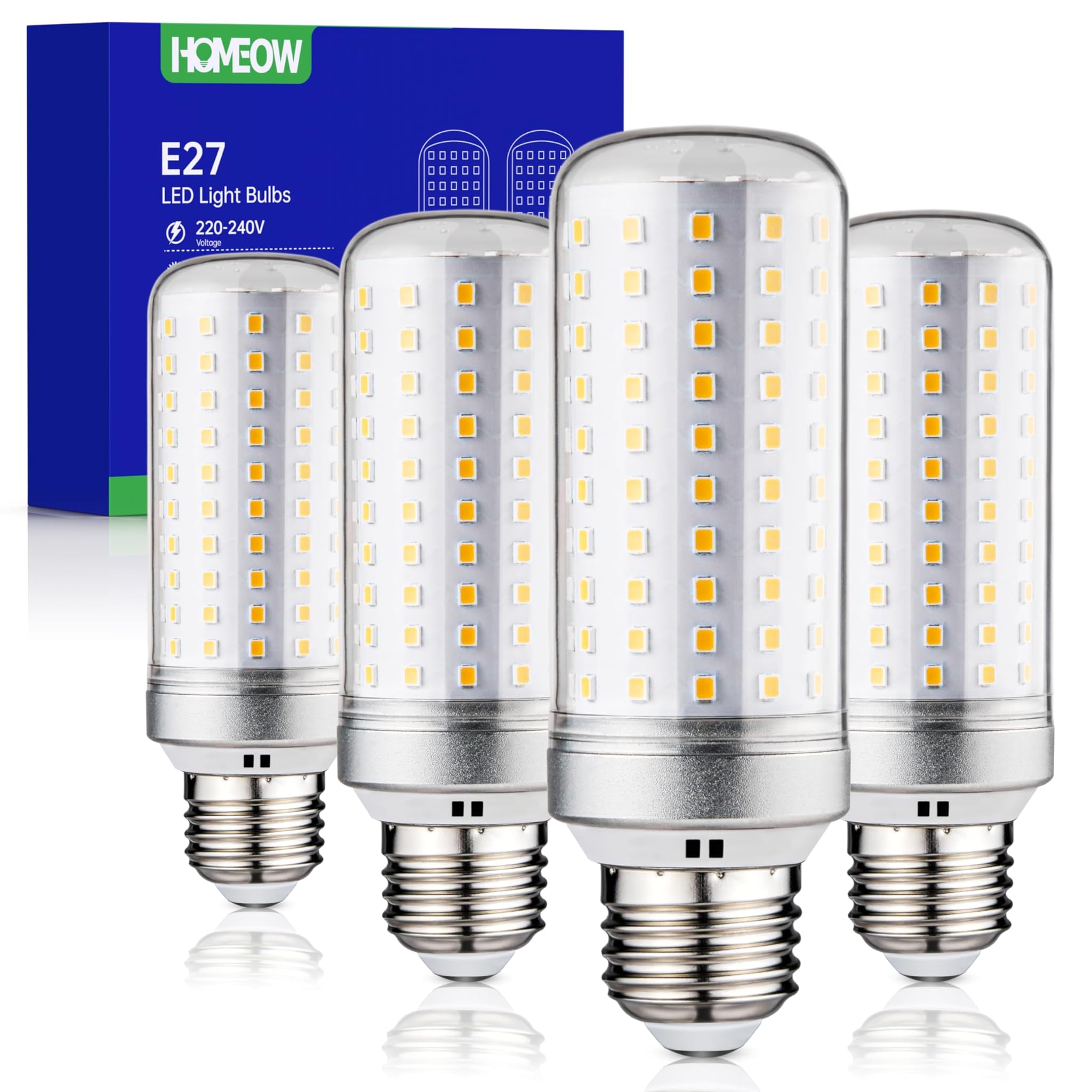Lampadine LED E27 Luce Calda 3000K 25W (200W), Set di 4