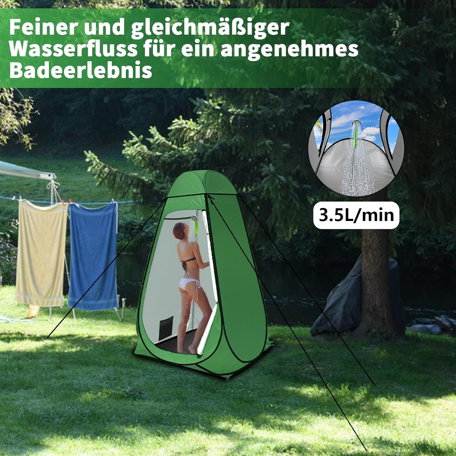 LIBERRWAY Doccia da Campeggio Portatile, Verde - immagine 4