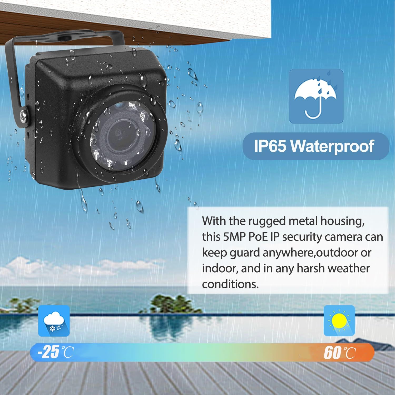 Revodata Mini Camera POE IP65 5MP, Visione Notturna - immagine 4