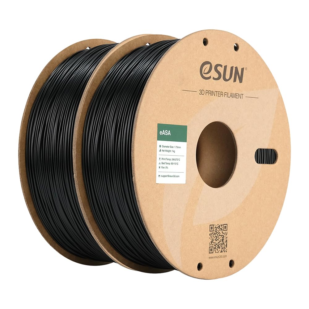 eSUN ASA Filamento 1,75 mm per stampante 3D, Nero (2 bobine)