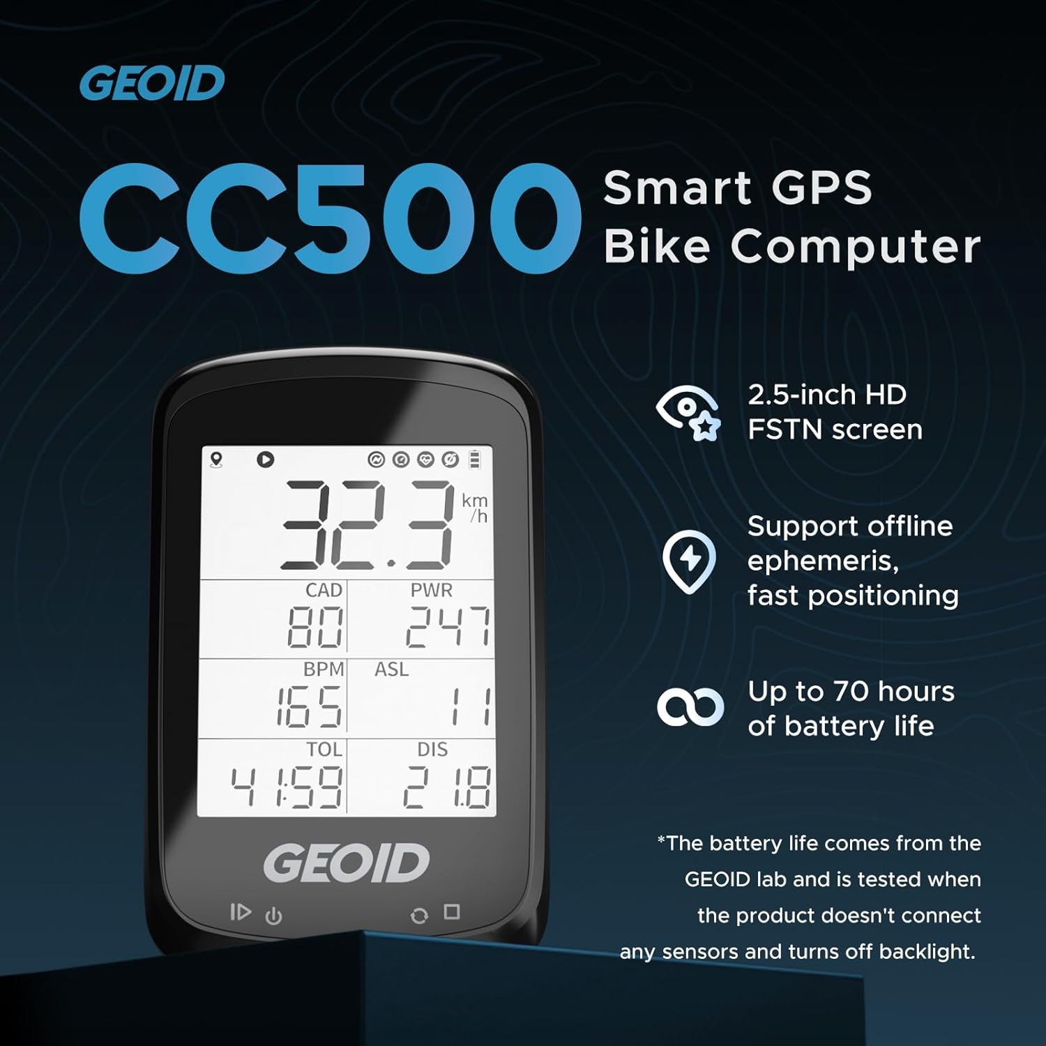 Geoid CC500 Ciclocomputer GPS Wireless 2.5" - immagine 2