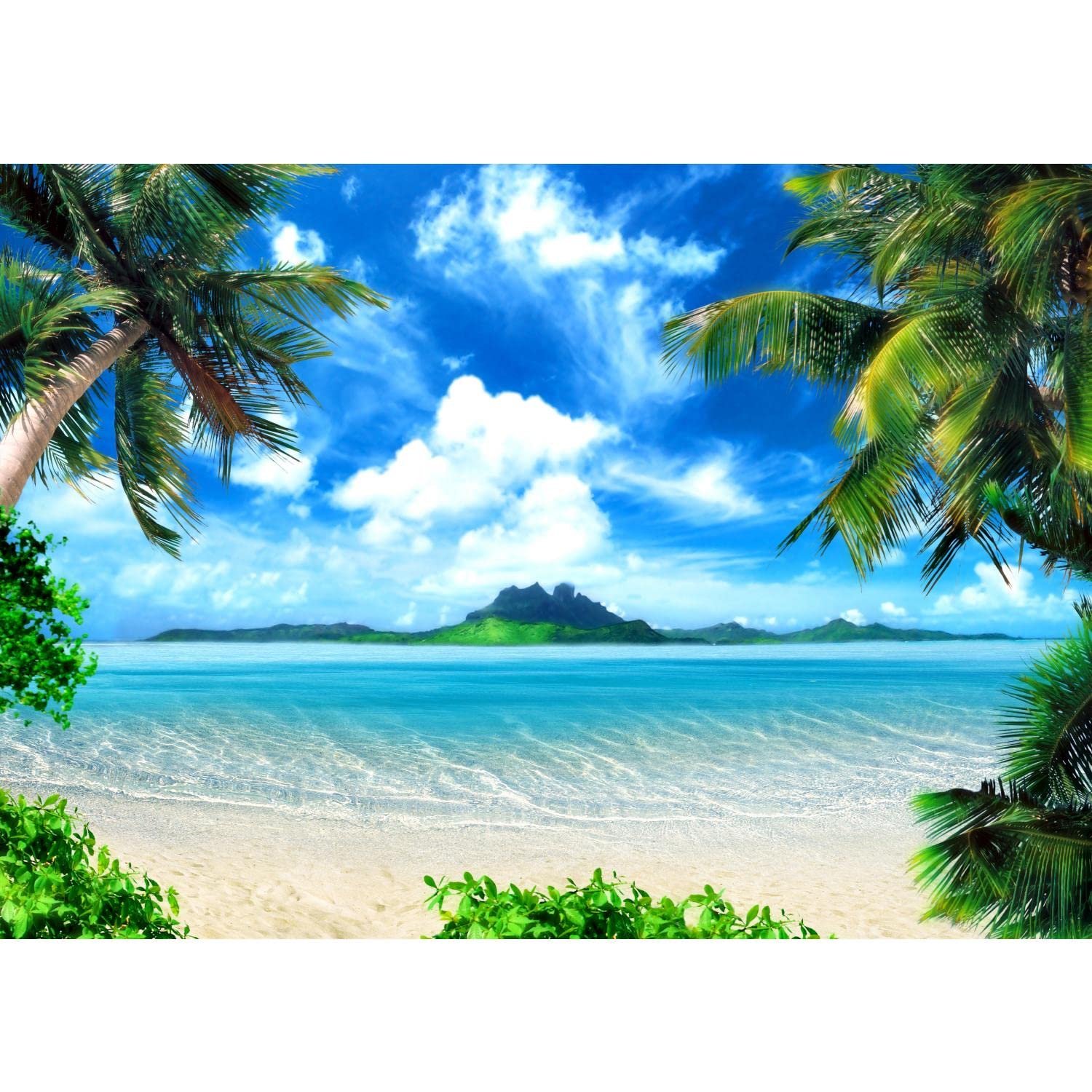 Runa Art Carta da Parati Fotografica Spiaggia e Mare, Verde Blu