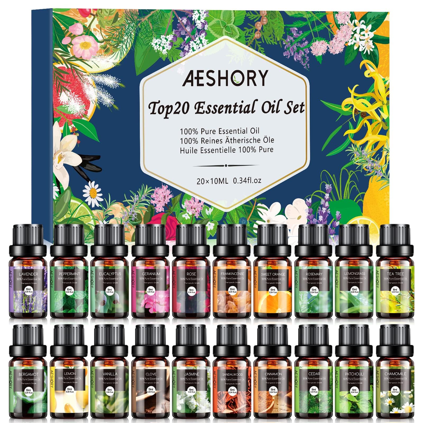 Aeshory Set di Oli Essenziali 20 x 10ml