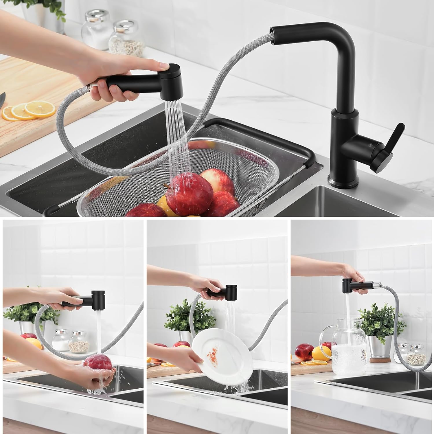 Cecipa Rubinetto Lavello Cucina Nero con Doccetta - immagine 2