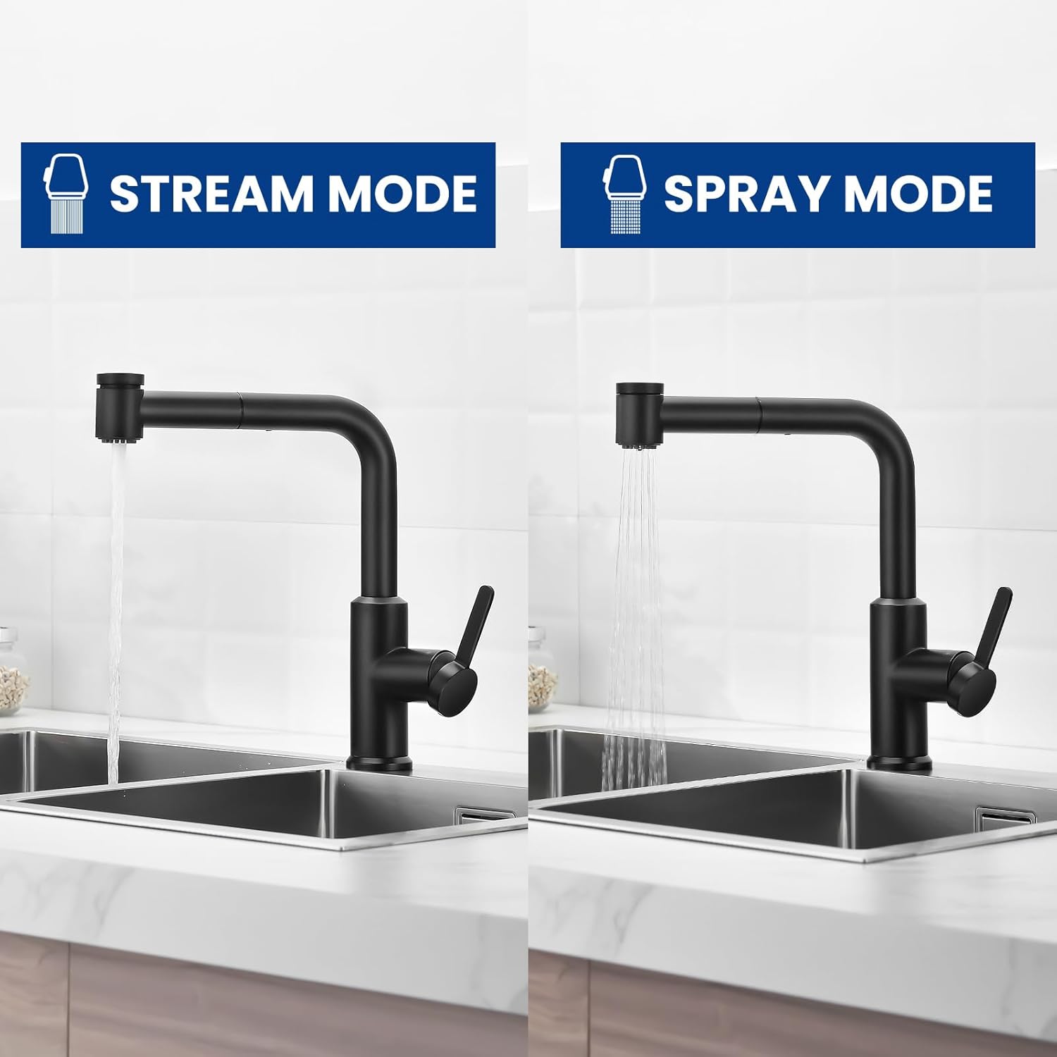 Cecipa Rubinetto Lavello Cucina Nero con Doccetta - immagine 4