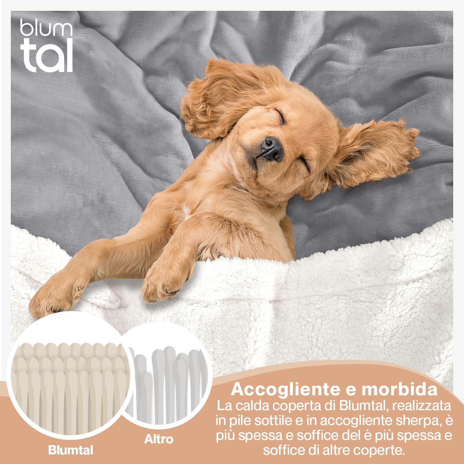 Blumtal Plaid in Pile Sherpa 230x270, Grigio - immagine 4