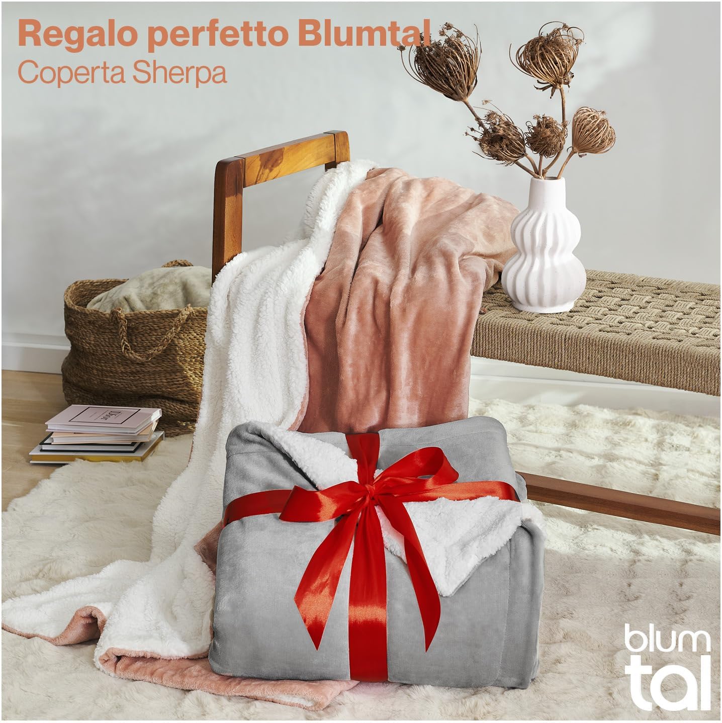 Blumtal Plaid in Pile Sherpa 230x270, Grigio - immagine 6