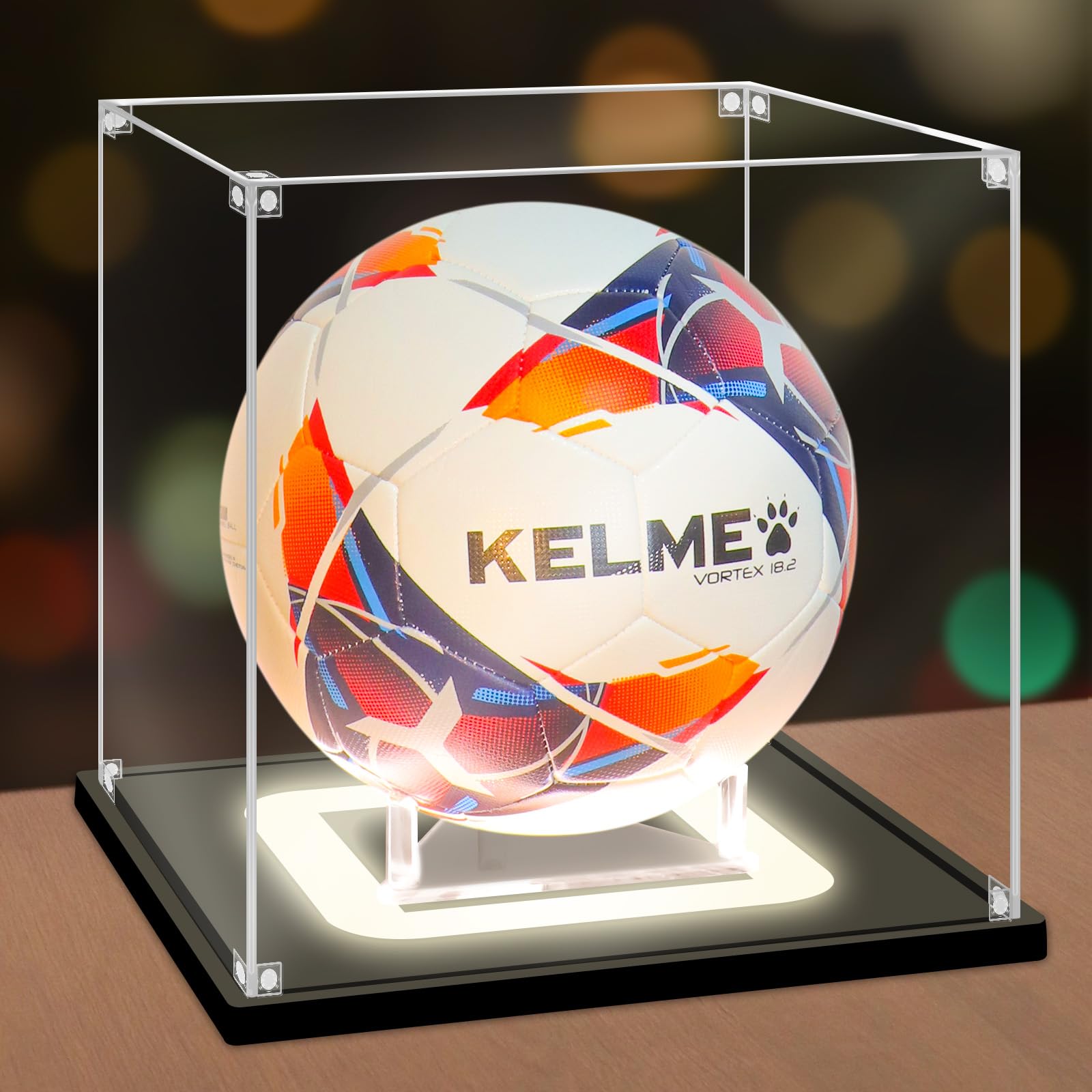 Nonemey Vetrina Pallone da Calcio con Luce 25x25x25 cm
