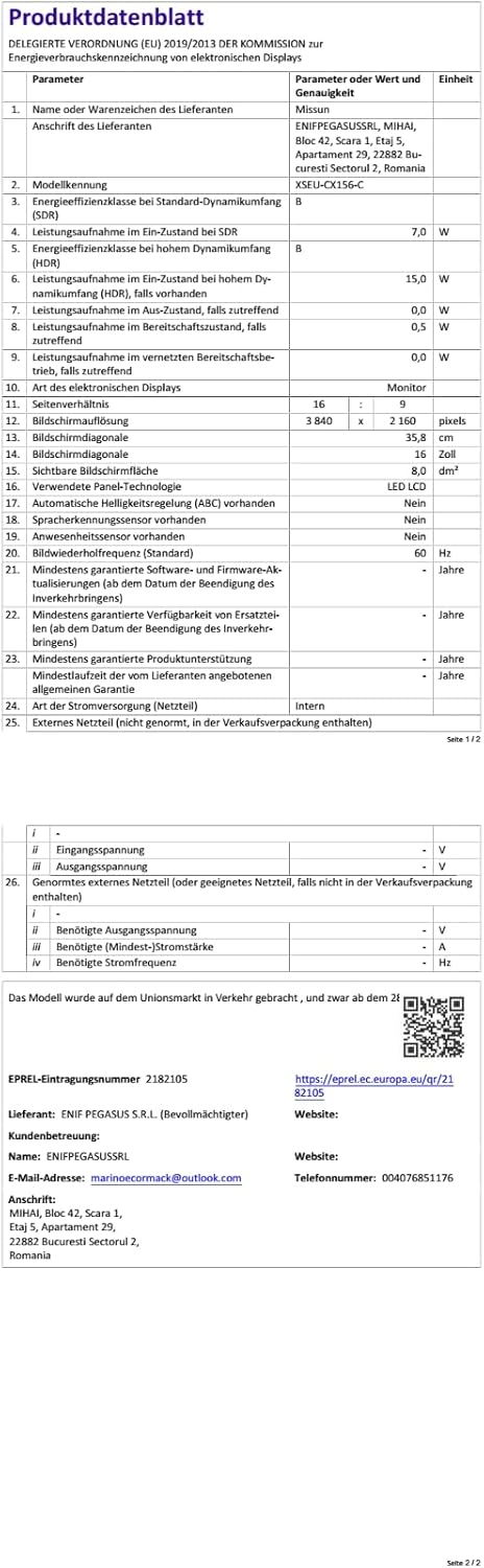 Missun Monitor Portatile 15.6" 4K UHD IPS - immagine 9